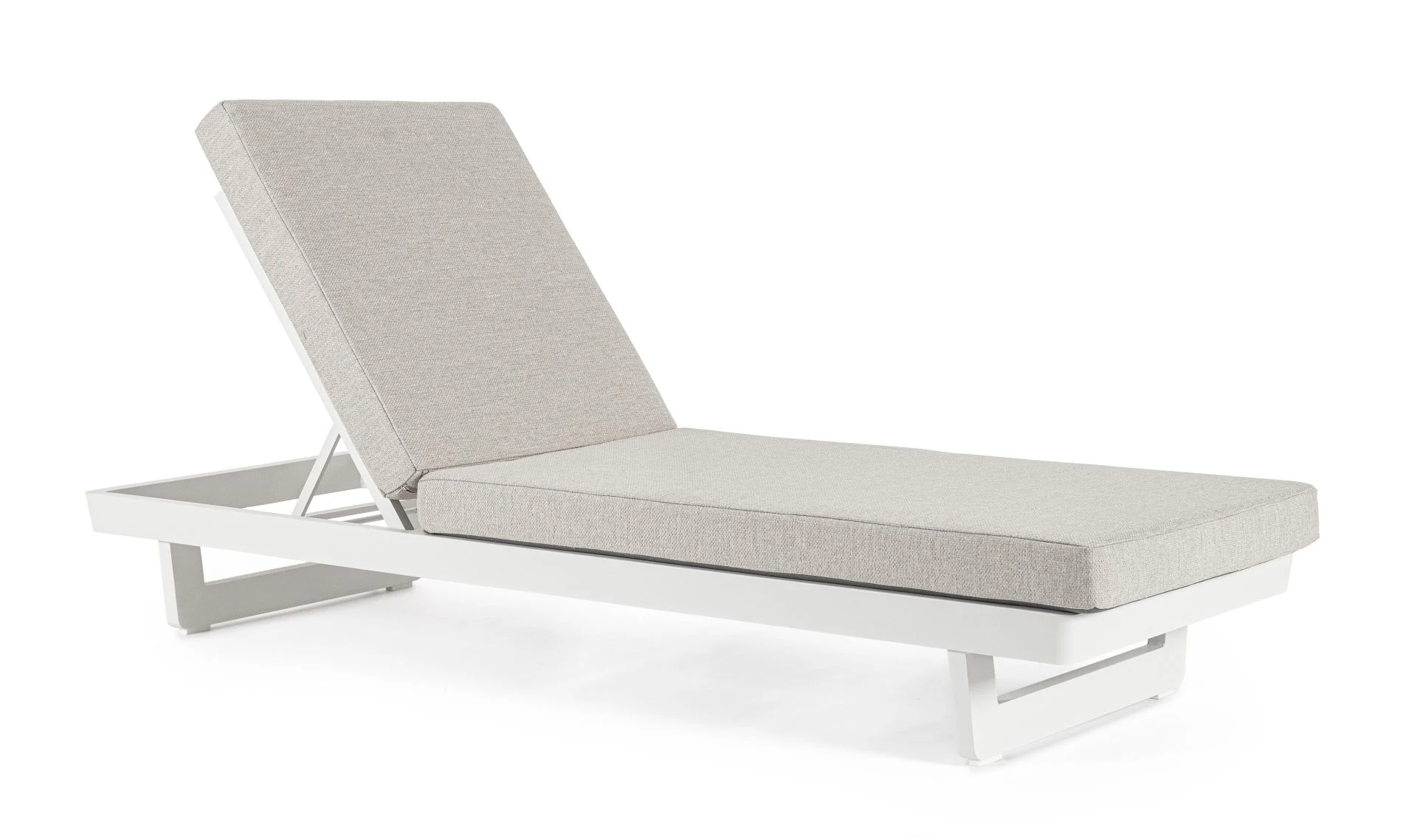 Gartenliege Infinity aus Aluminium und Olefin-Stoff, modern, weiß und beige, verstellbare Rückenlehne