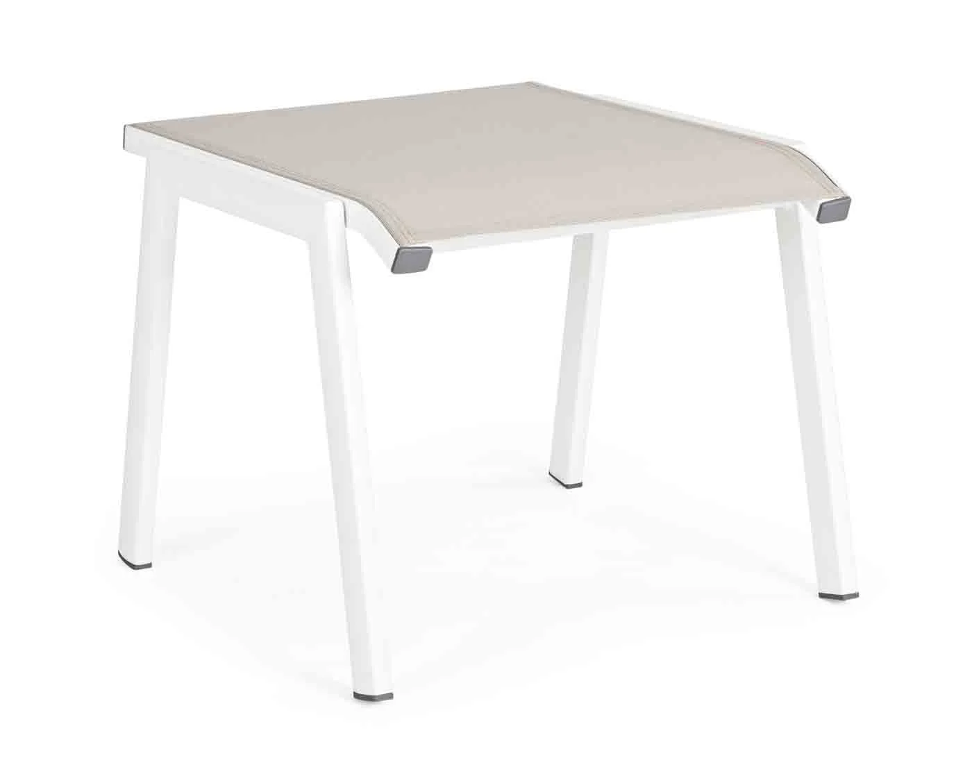Fußhocker Cruise aus Aluminium, modernes Outdoor-Design, weiß taupe, stapelbar und pflegeleicht