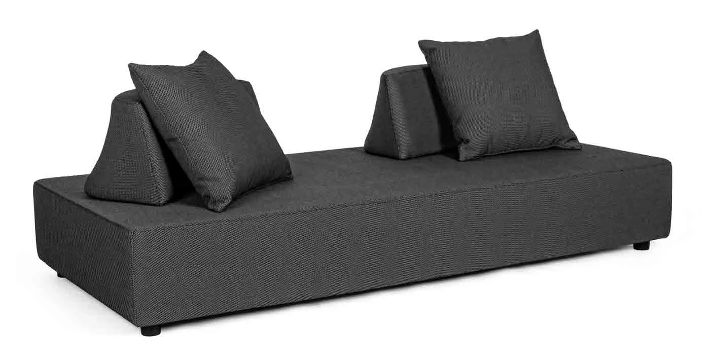 Gartensofa Piper aus Aluminium, verstellbare Rückenlehne, modern, anthrazit, inkl. Kissen - Bizzotto
