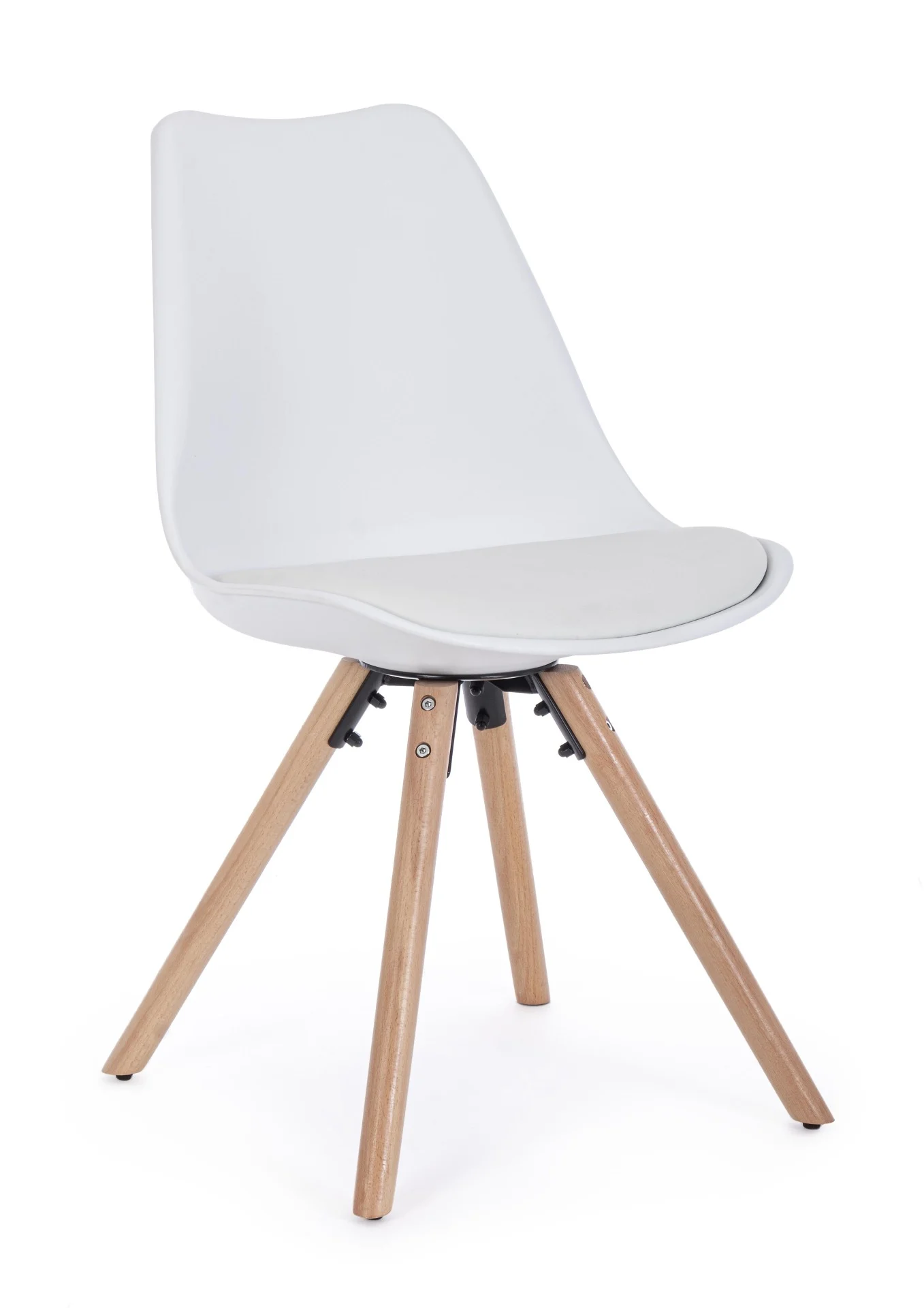 Stuhl New Trend 4er-Set, Buchenholz und Kunstleder, modern gepolstert, weiß, für Dein Esszimmer