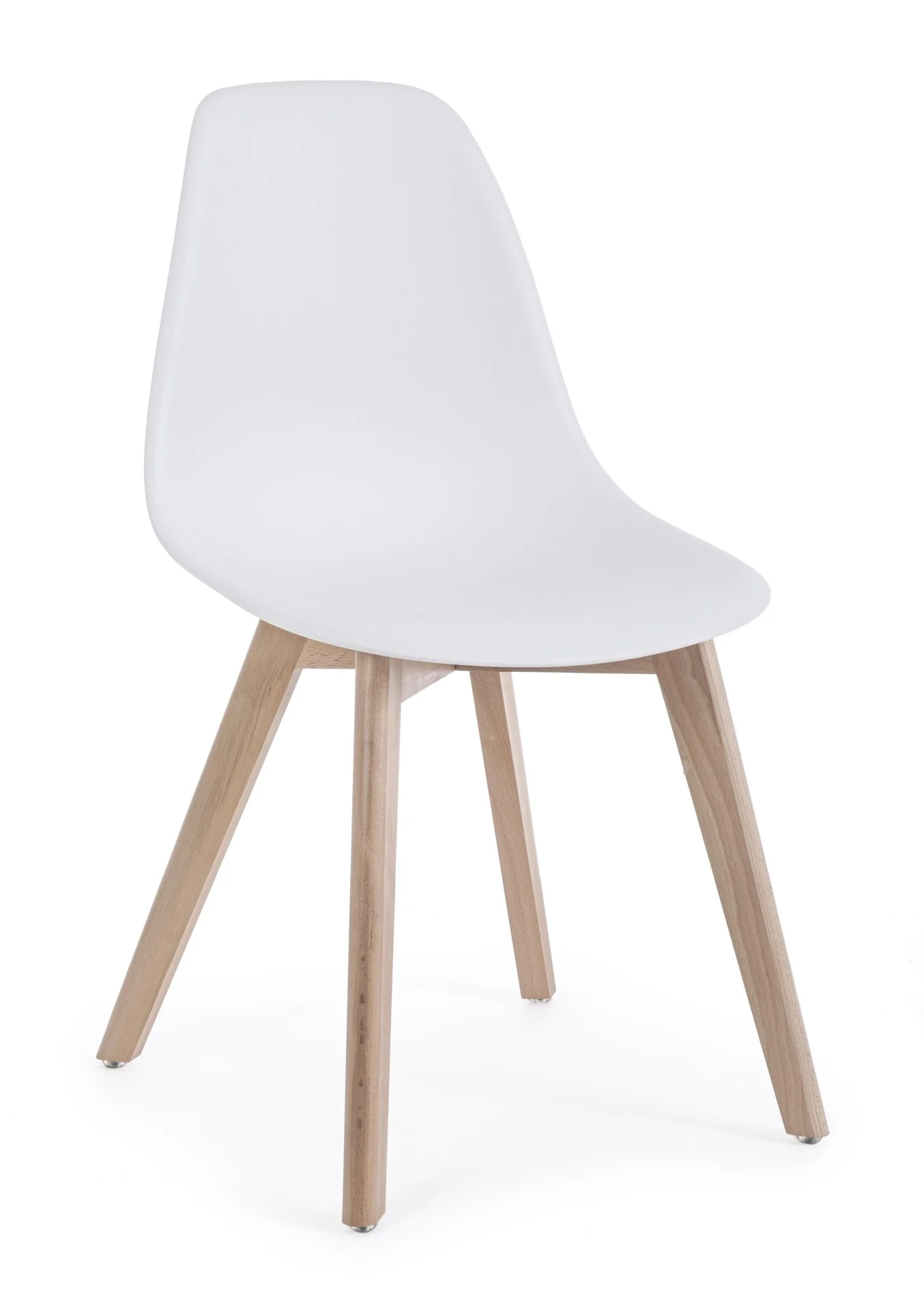 Stuhl System 4er-Set, Kunststoff und Buchenholz, modern, Weiß, zeitloses Design für dein Zuhause