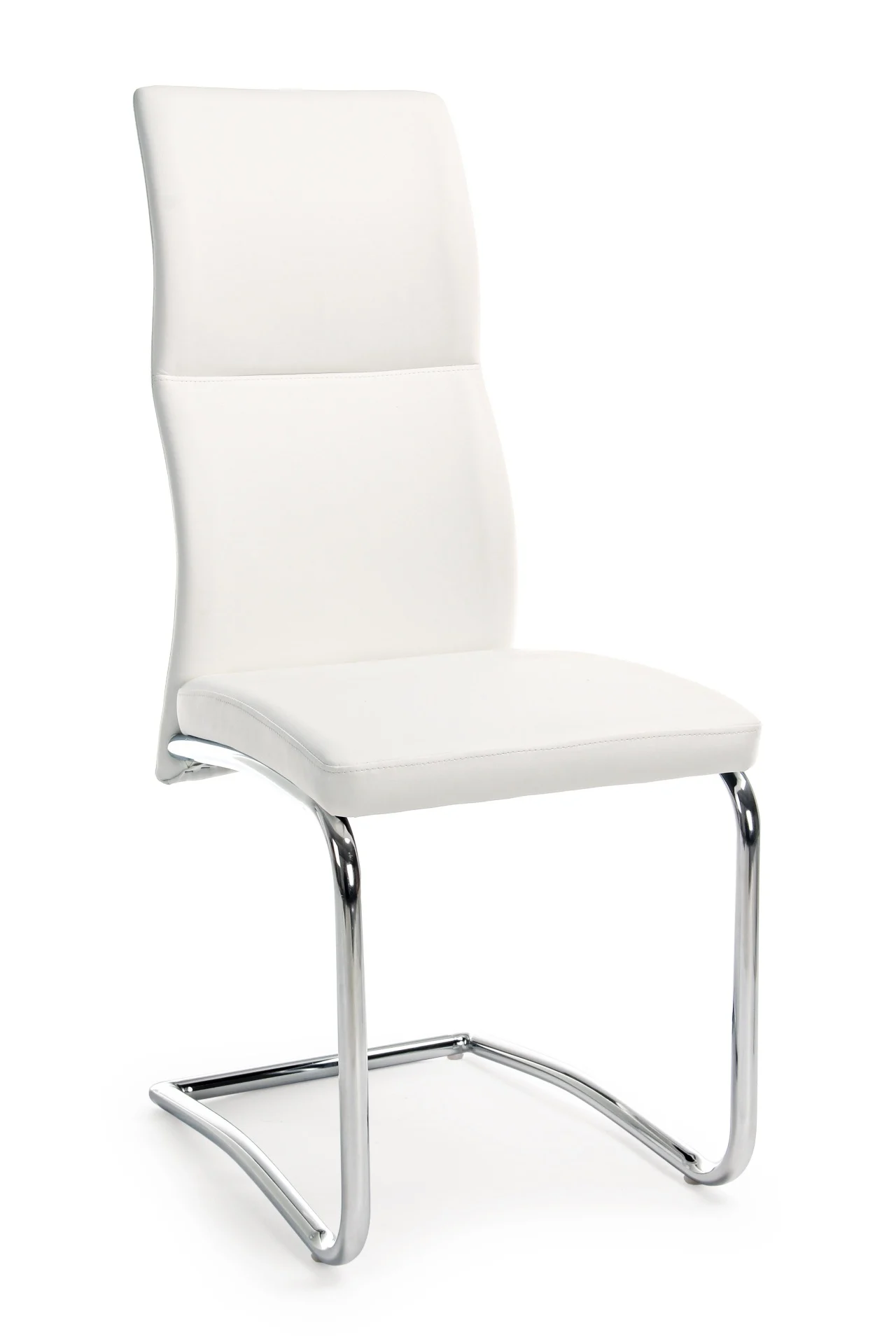 Esszimmerstuhl Thelma 4er-Set, Kunstleder gepolstert, klassisch, Weiß, Freischwinger-Gestell