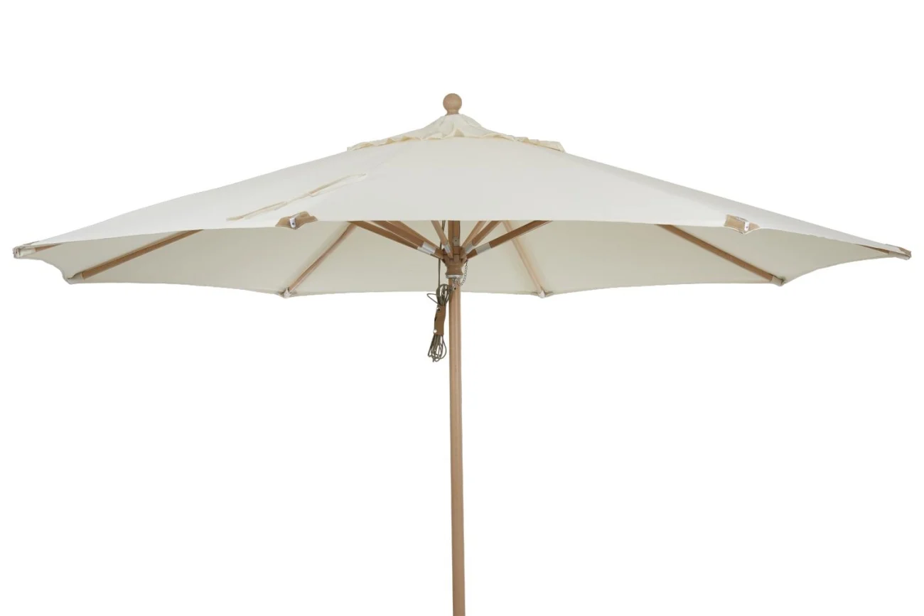 Sonnenschirm Parma von Brafab aus Buche und Polyester, modern skandinavisch, rund, weiß, für Outdoor