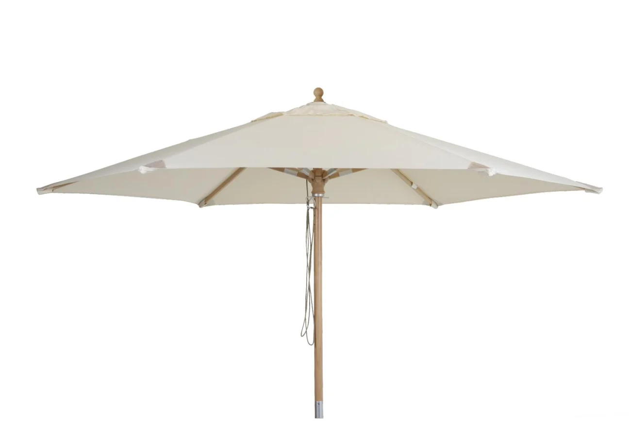 Sonnenschirm Reggio aus Buchenholz und Polyester, modern skandinavisch, Weiß Ø 300 cm, für Outdoor - Brafab