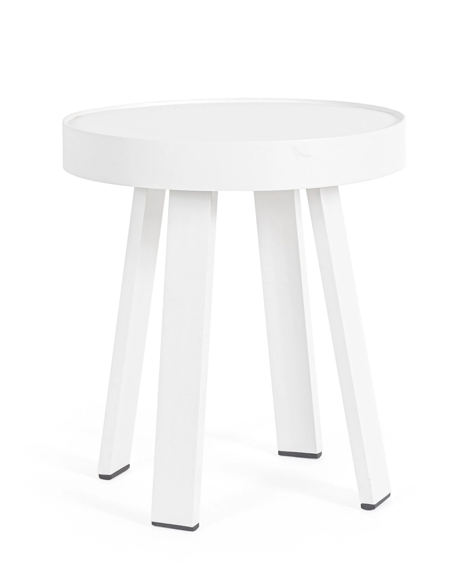 Couchtisch Spyro Aluminium, rundes Design, Outdoor geeignet, Weiß, Ø 41 cm - Bizzotto