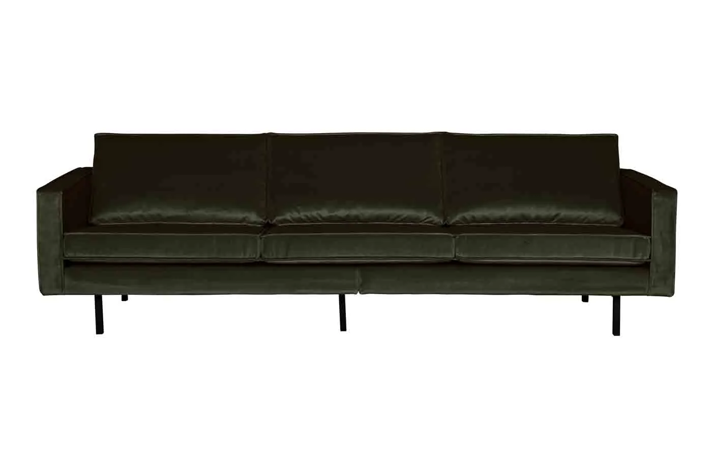 Sofa Rodeo 3-Sitzer Samt, modern, dunkelgrün, elegantes Design, bequeme Polsterung