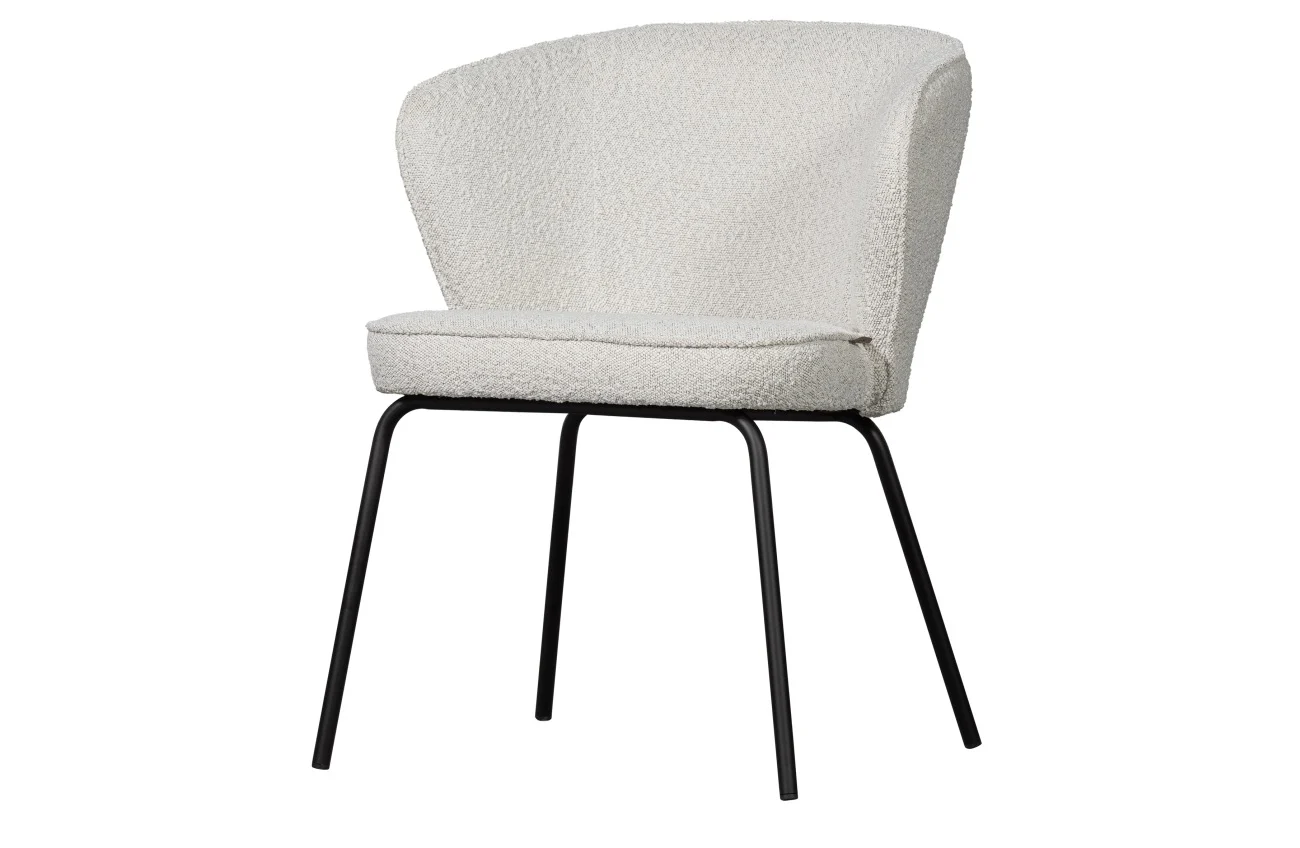 Esszimmerstuhl Admit aus Boucléstoff, modern gepolstert, Weiß Natur, elegantes Design - Woood