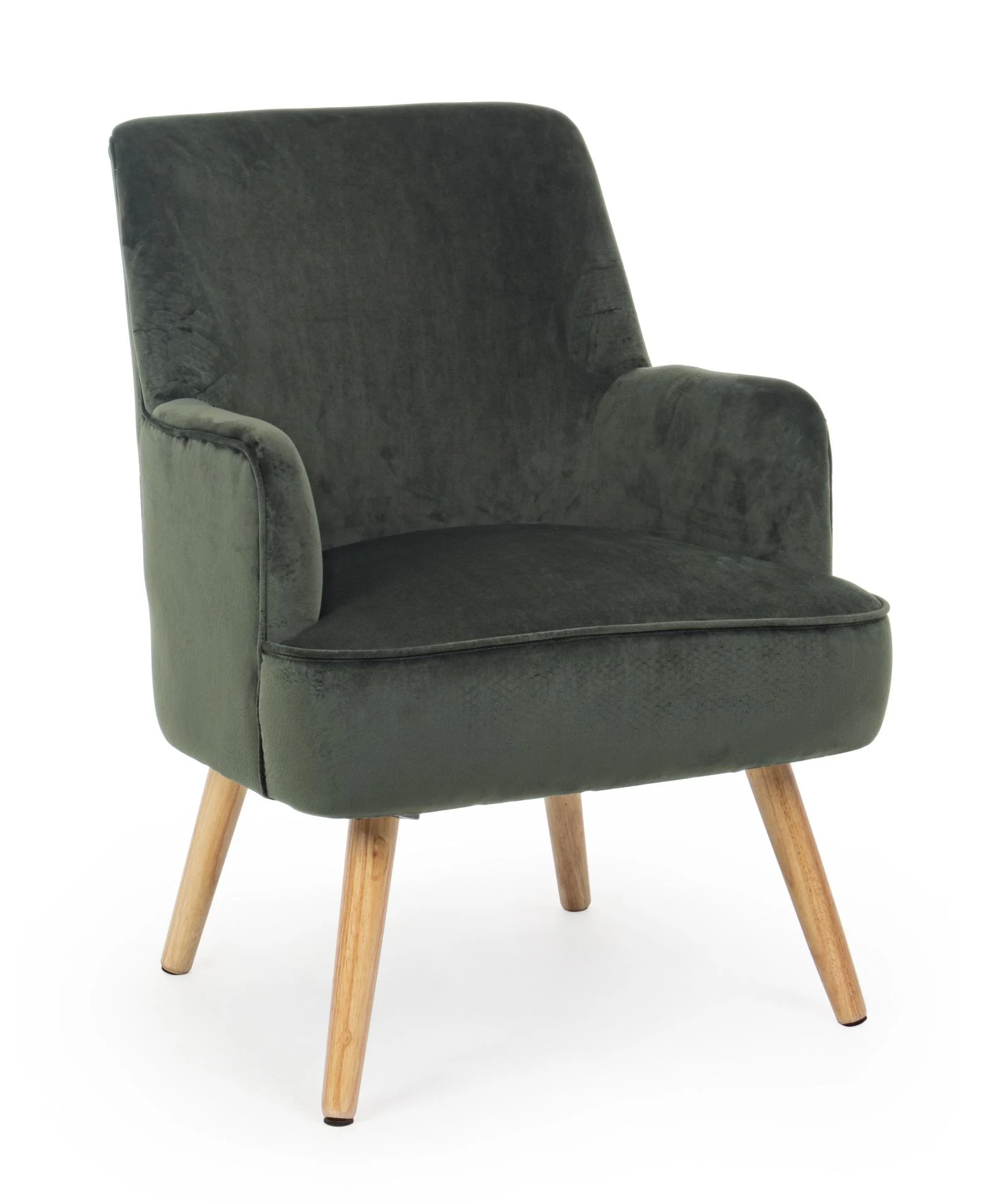 Sessel Adeline Samt-Optik, klassischer Stil, waldgrün, gepolstert, Buchenholz-Gestell