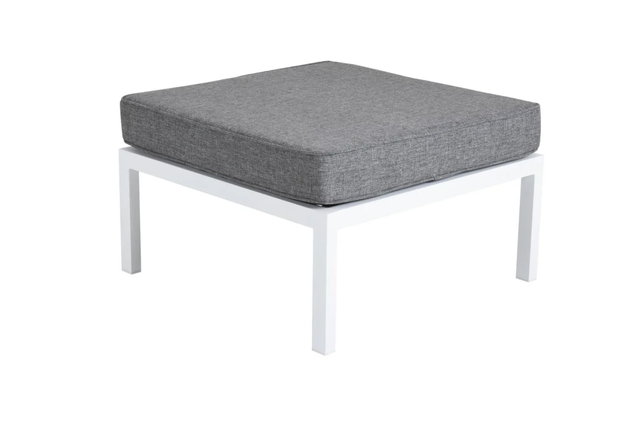 Gartenhocker Weldon mit Kissen aus Aluminium, modern, weiß, quadratisch, outdoor geeignet - Brafab