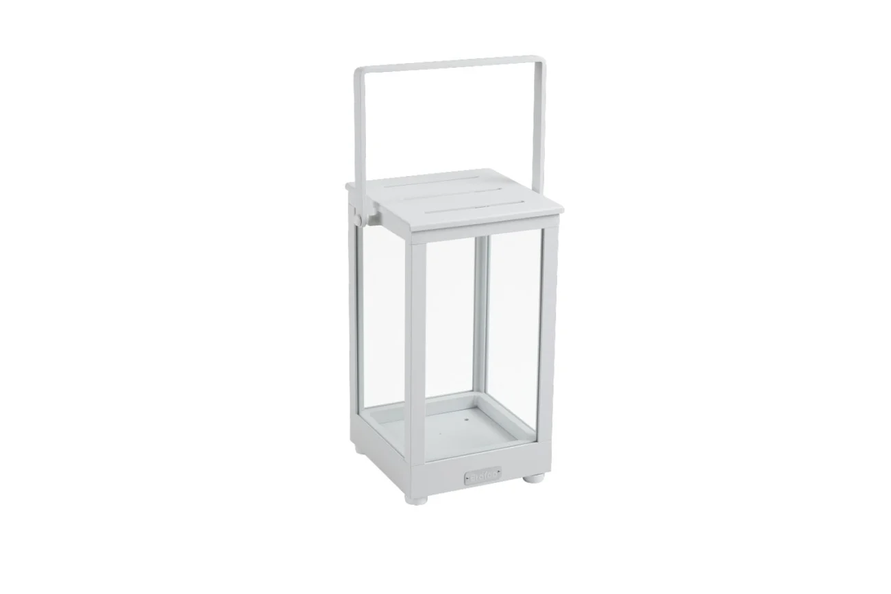 Windlicht Belfort aus Aluminium und Glas, modern, quadratisch, Weiß, Small, von Brafab