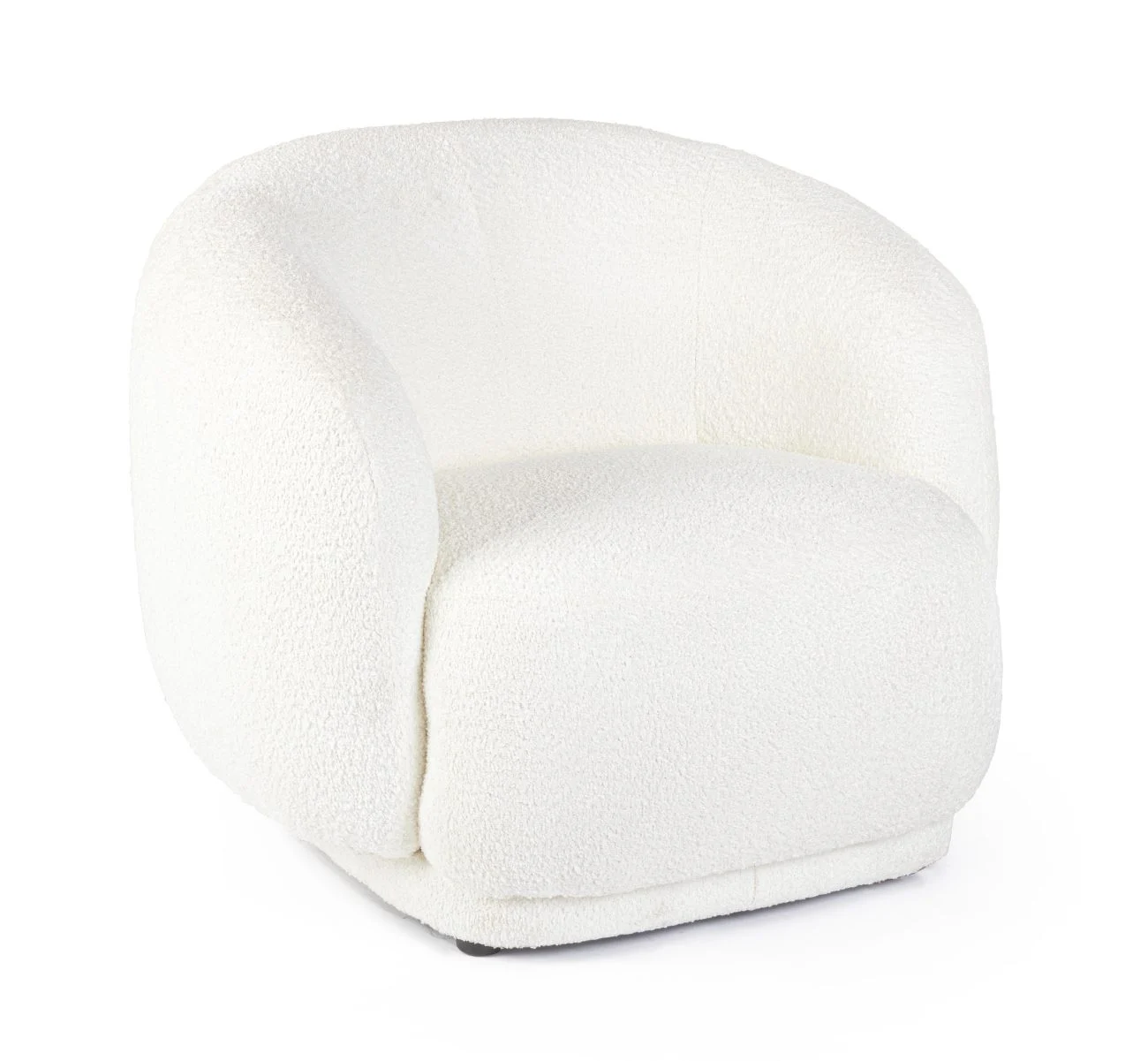 Sessel Tecla aus Boucle-Stoff, modern gepolstert, Weiß, komfortables Design für Dein Zuhause