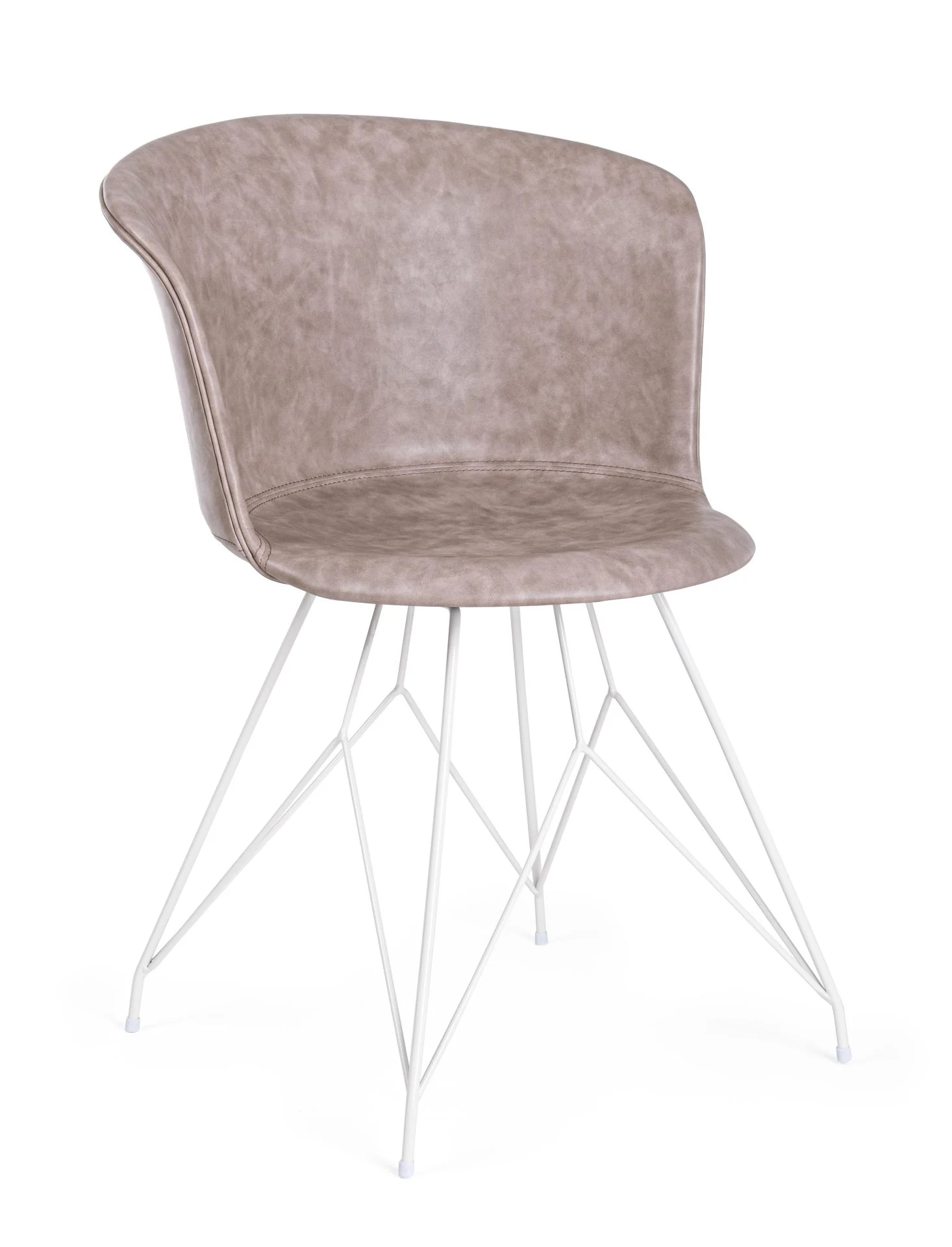 Esszimmerstuhl Loft, Kunstleder-Metall, modern, beige-weiß, komfortable Sitzhöhe 45 cm