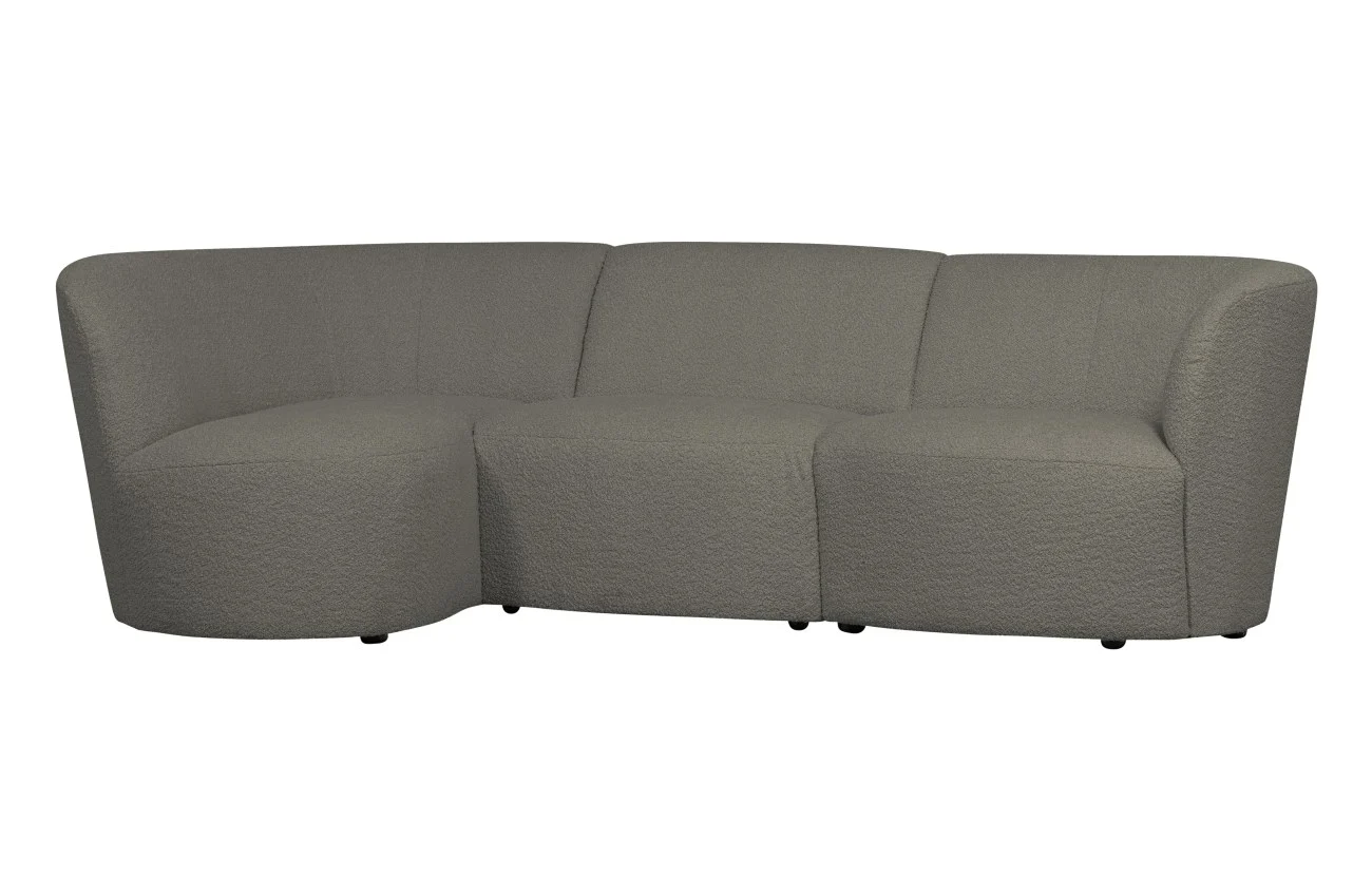 Ecksofa Coco Bouclé-Stoff, modern links, grün, weiche Textur, 3-4 Sitzplätze