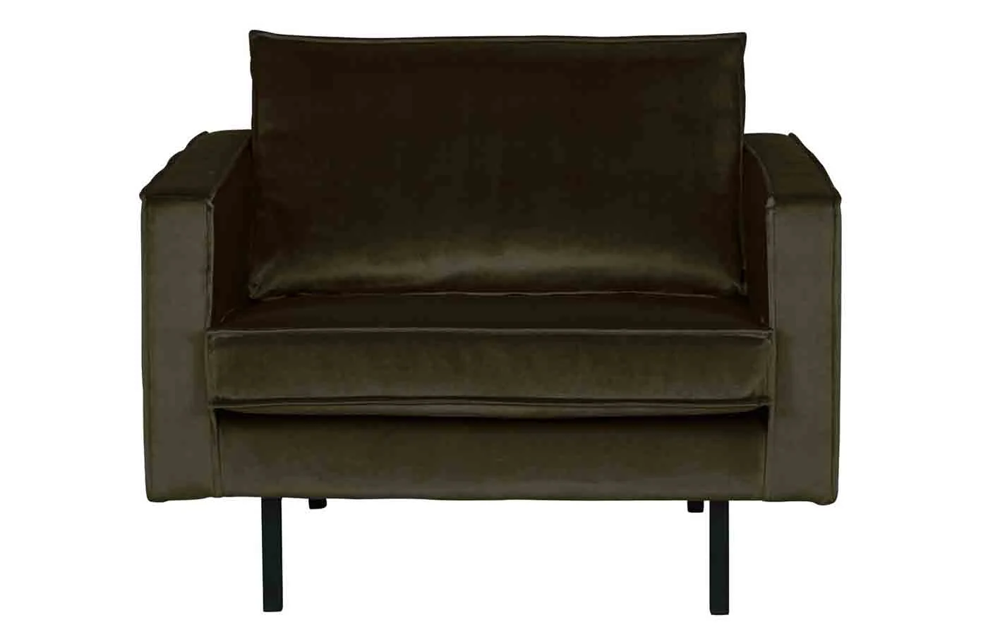 Sessel Rodeo aus Samt, modern und komfortabel, dunkelgrün, elegantes Metallgestell - Woood