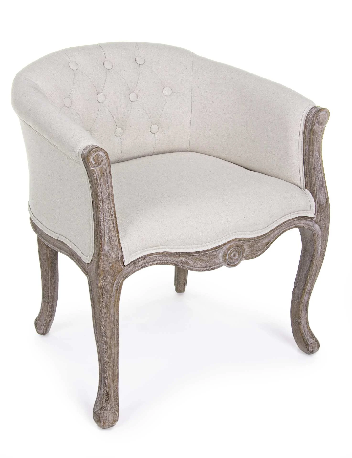 Sessel Diva mit Stoffbezug, Kautschukholz, klassischer Stil, natur, gepolstert für drinnen - Bizzotto