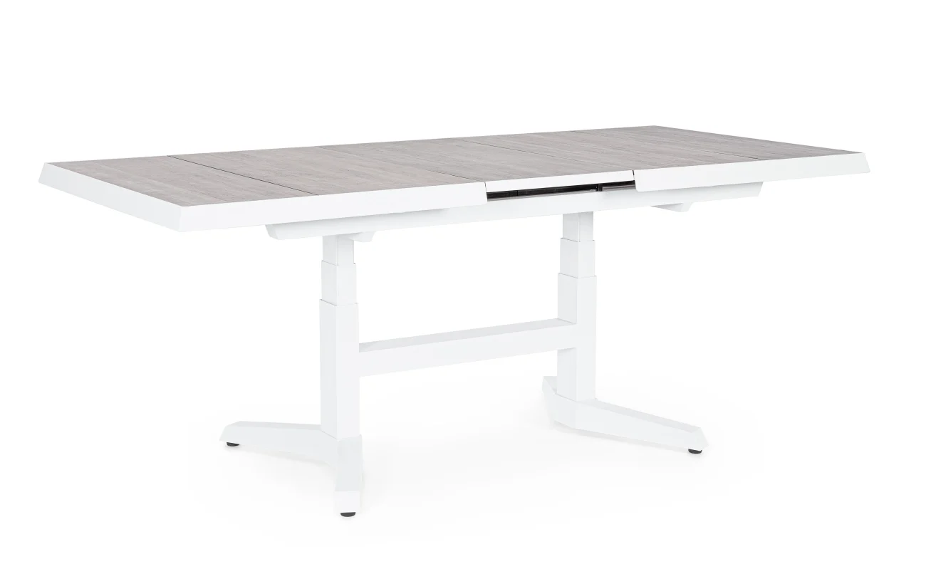 Gartenesstisch Robert aus Aluminium, modern höhenverstellbar und ausziehbar, weiß, für 6–8 Personen - Bizzotto