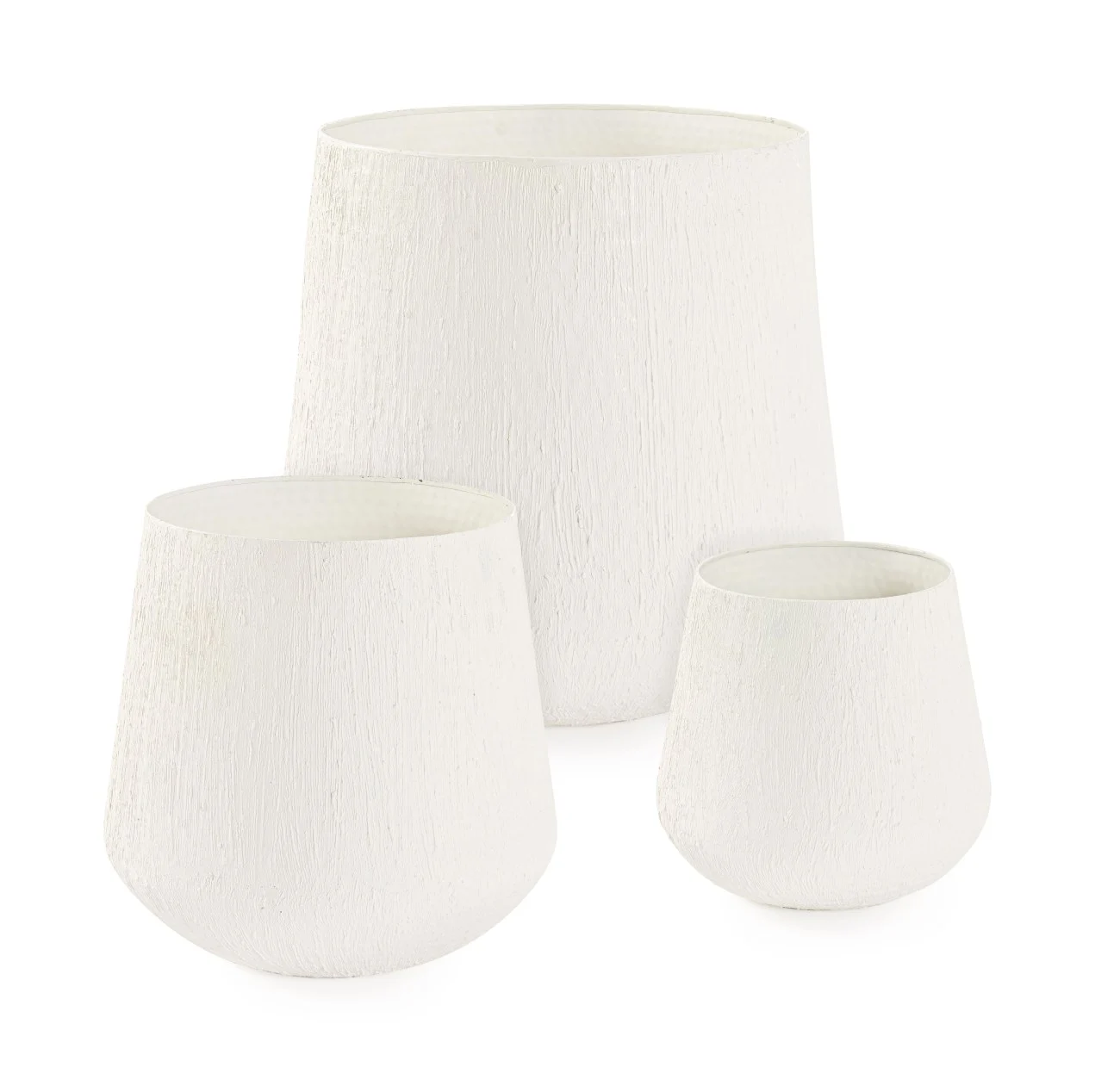 Outdoor-Vase Kenar 3er-Set aus Metall, modern handgefertigt, Weiß, für innen und außen