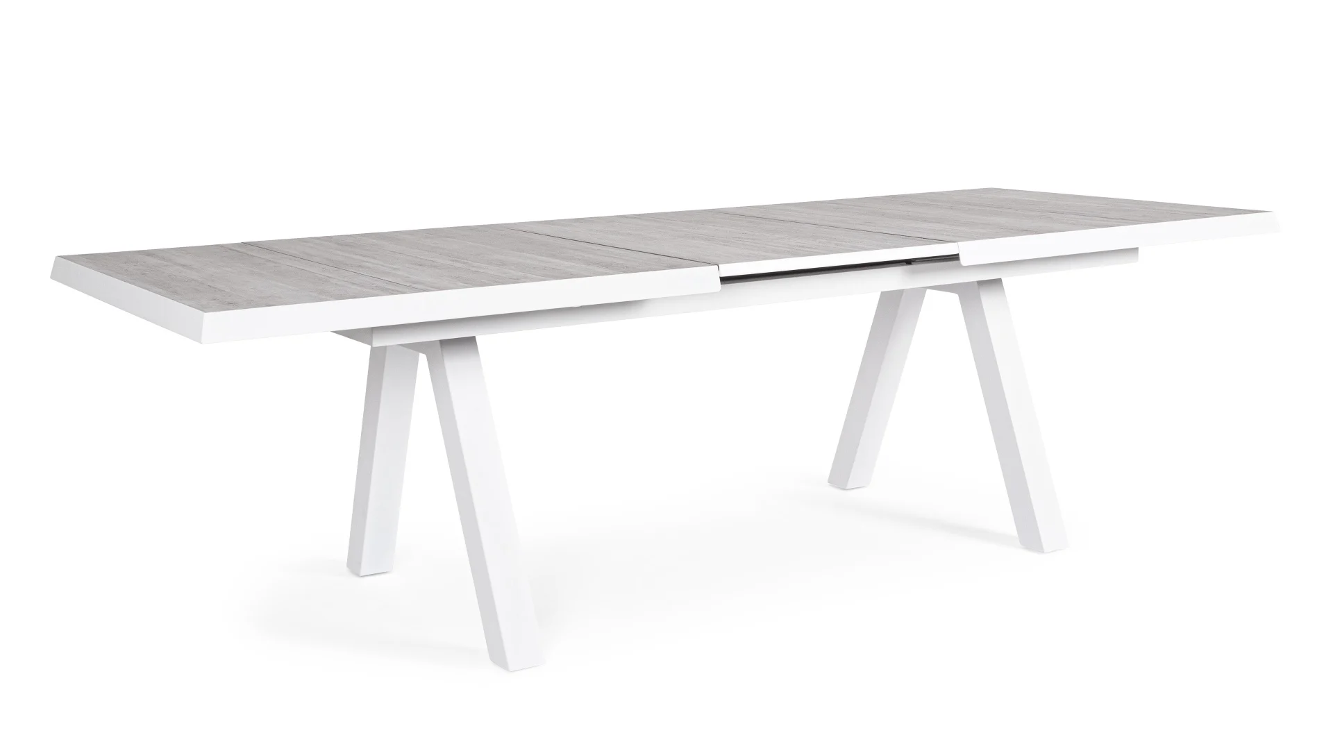 Gartentisch Krion aus Aluminium und Keramik, modern ausziehbar, weiß hellgrau, für 6–8 Personen - Bizzotto