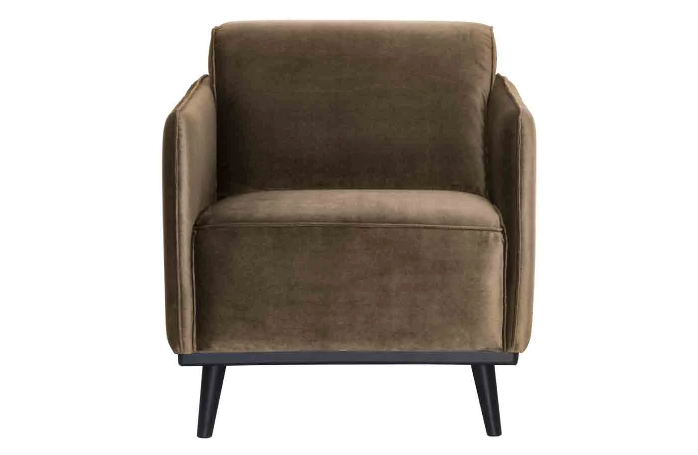 Sessel Statement aus Samt, modern und gepolstert, Taupe, stabiles Birkenholz-Gestell