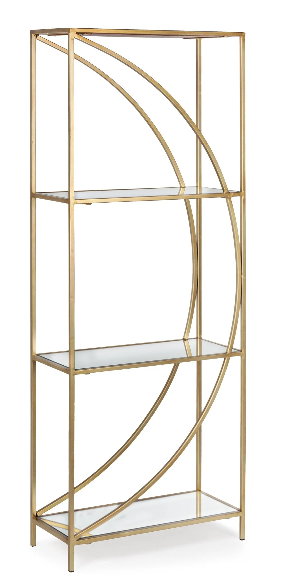 Regal Elenor aus Metall und Glas, elegant, Gold, 3 Fächer, modernes Design, Bizzotto