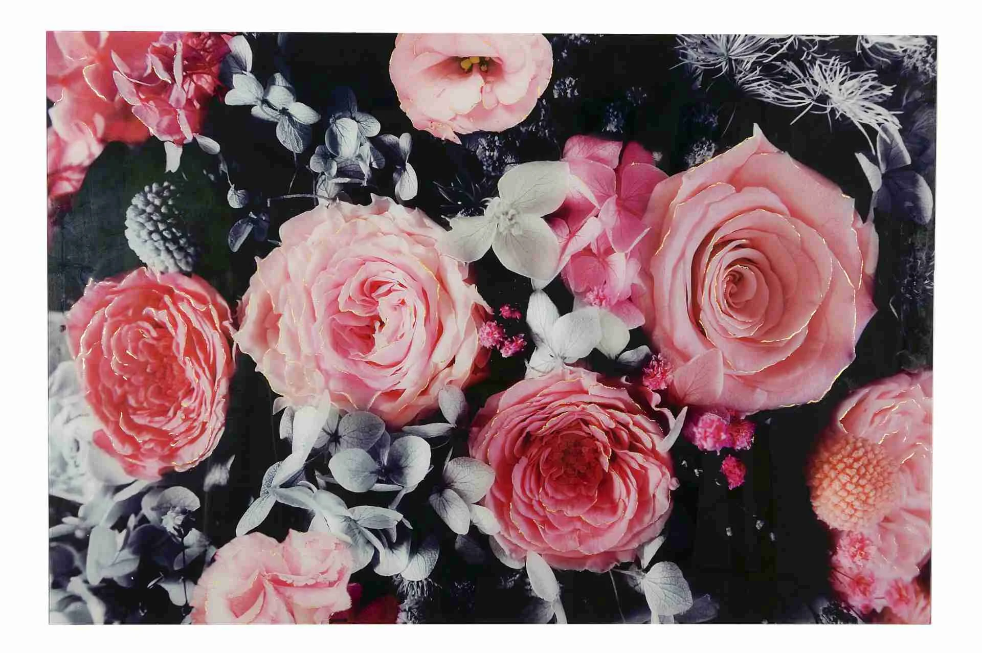 Bild Gemälde Roses aus vorgespanntem Plexiglas, klassisch, rosa, 120x80 cm, rechteckig - Bizzotto