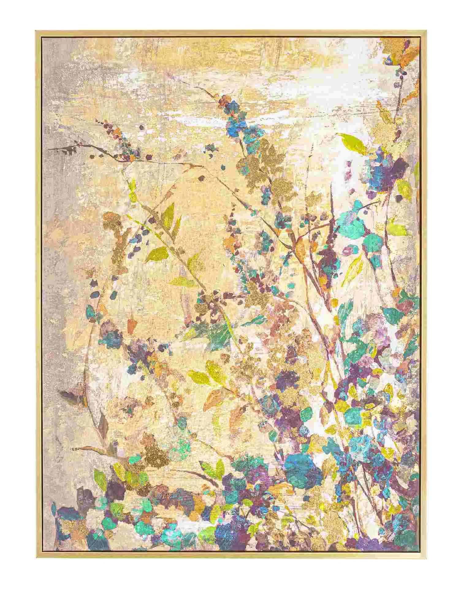 Bild Gemälde Flower Meadow, Leinwanddruck mit Kiefernholzrahmen, klassisch, bunt-orange, 60x80 cm