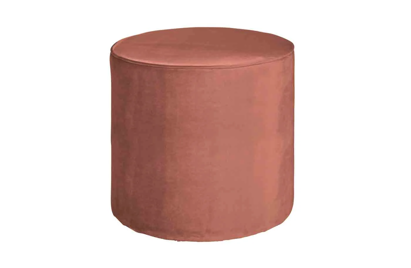 Hocker Sara aus Samt, rund gepolstert, moderner Stil, rosa, Ø 46 cm, komfortabel für drinnen - Woood