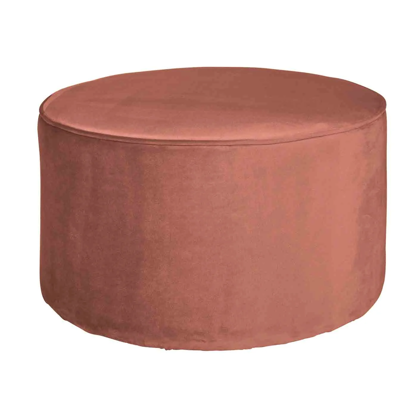 Hocker Sara aus Samt, rundes Design, modern gepolstert, rosa, Ø 60 cm, bequem für Dein Zuhause - Woood