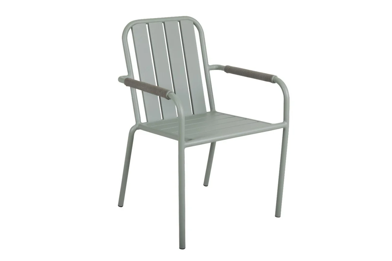 Gartenstuhl Innes mit Armlehne aus Aluminium, modern, hellgrün, pulverbeschichtet, Brafab