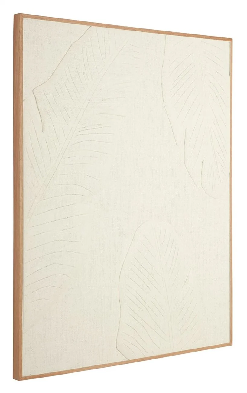 Wandpaneel Banana Leaf aus Holz und Jute, modern, naturweiß, für stilvolle Wandgestaltung - Must Living