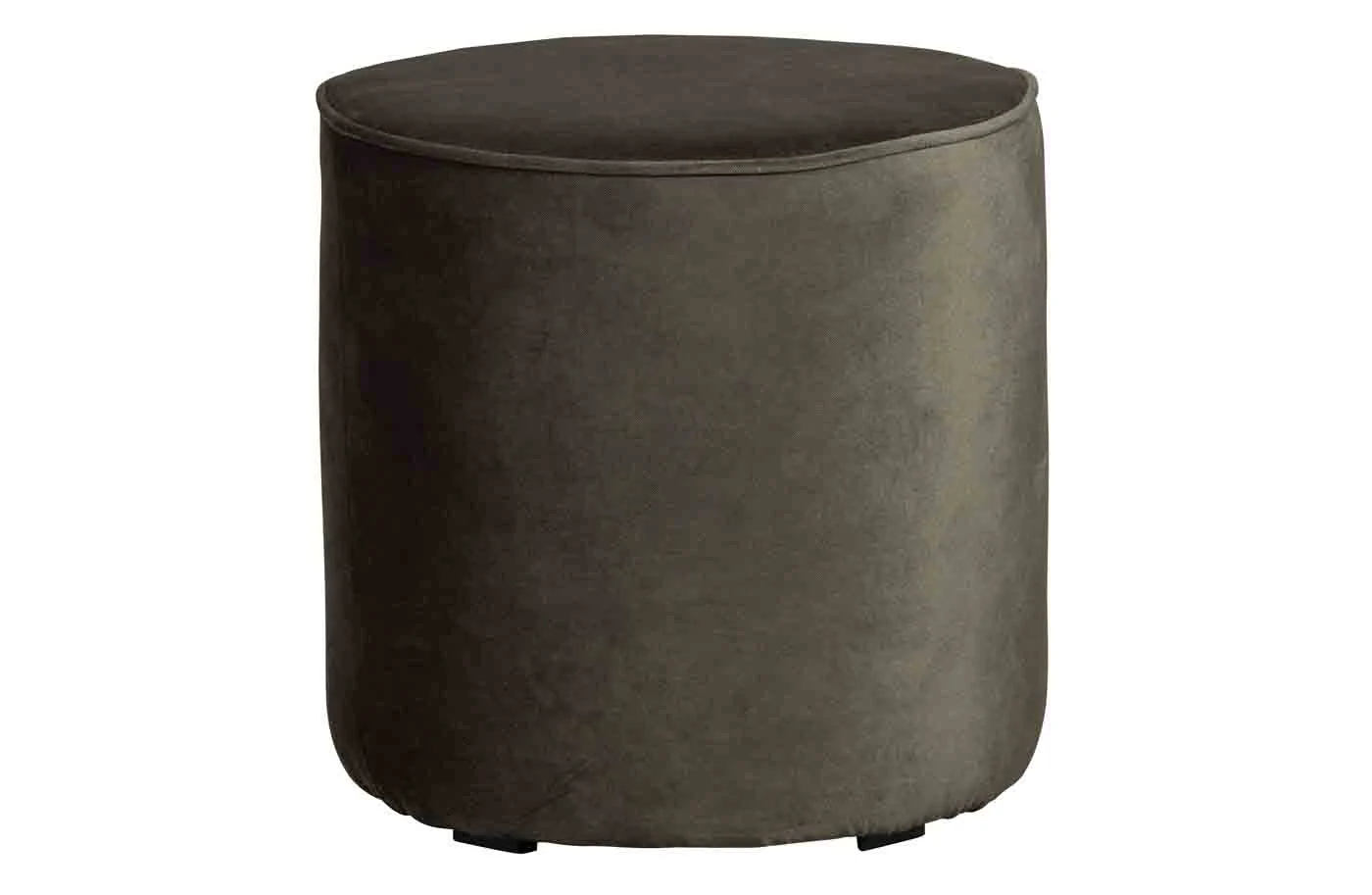 Hocker Sara aus Samt, rund und gepolstert, modern waldgrün, komfortabel für dein Zuhause - Woood