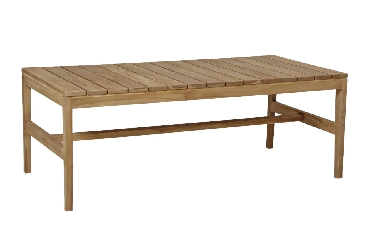 Gartencouchtisch Populär 140x70 cm aus Teakholz, klassisch massiv, rechteckig, natur - Brafab