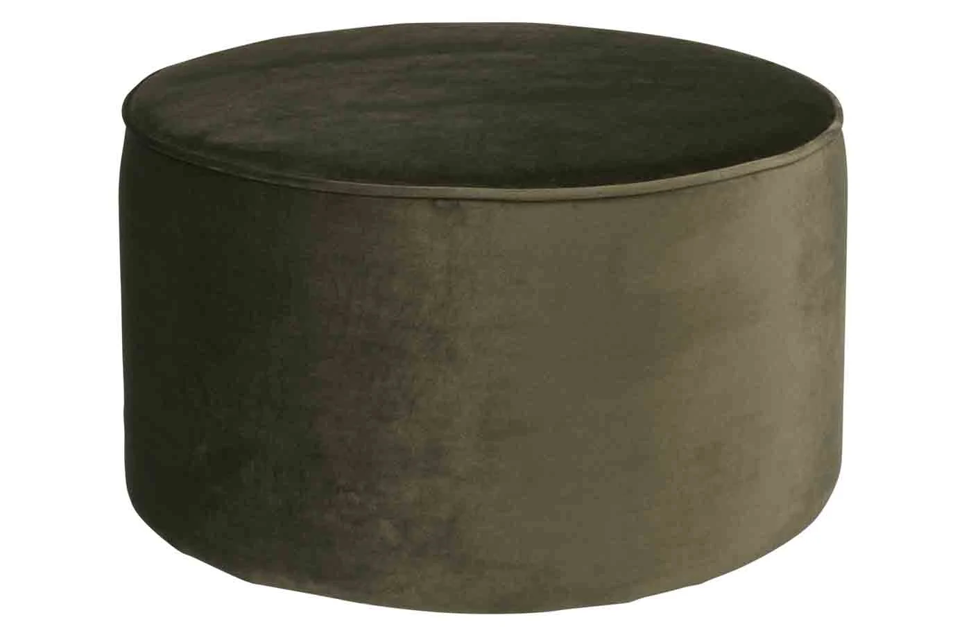 Hocker Sara aus Samt, rund gepolstert, moderner Stil, waldgrün, Ø 60 cm, komfortabel für Dein Zuhause - Woood