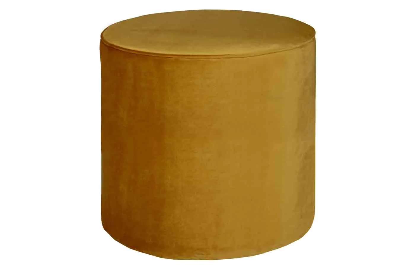 Hocker Sara aus Samt, rund gepolstert, moderner Stil, ocker, Ø 46 cm, für dein Zuhause - Woood