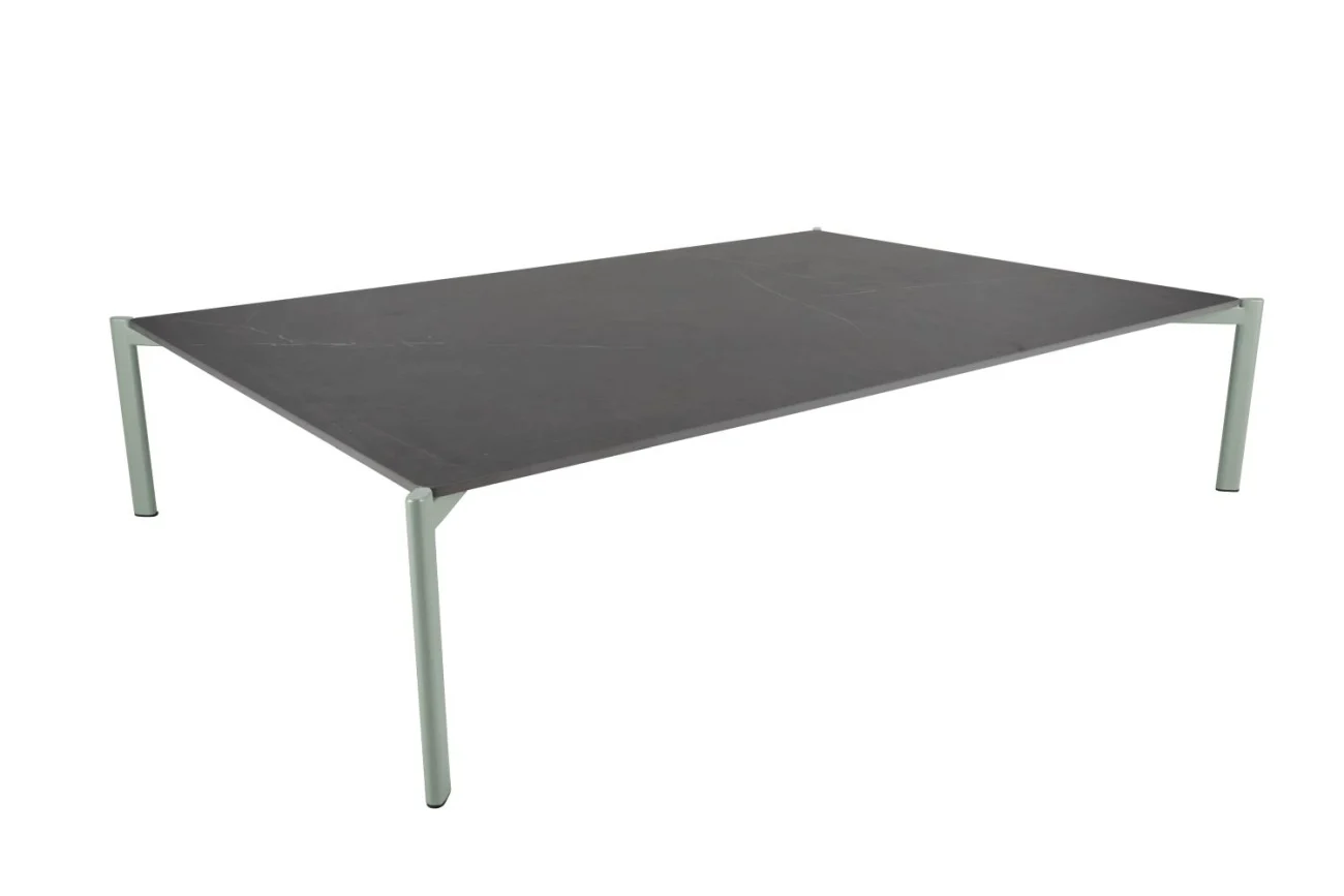 Gartencouchtisch Hallavara, aus Stein und Edelstahl, modern, grün, 162x112 cm - Brafab