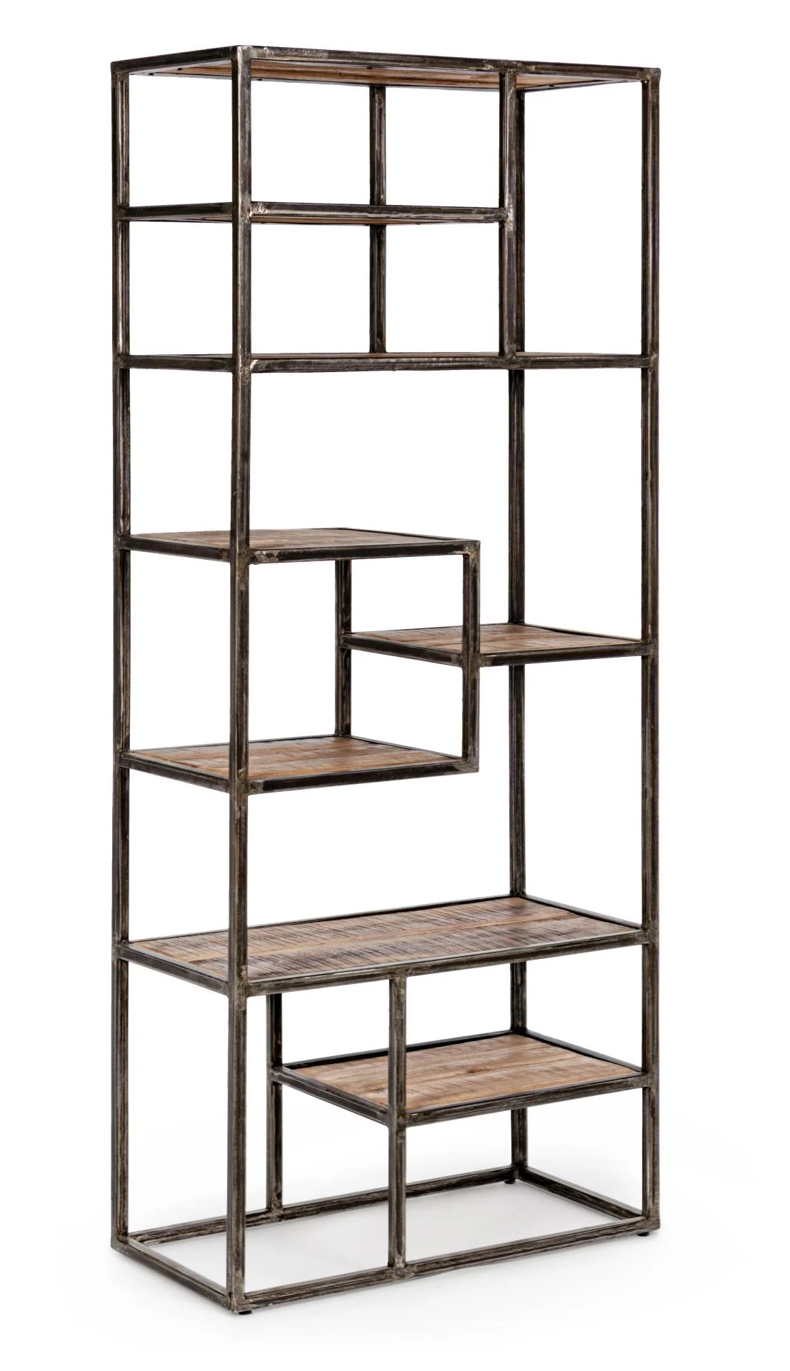 Bücherregal Elmer aus Akazienholz, skandinavisches Design mit 8 Fächern, natur, Bizzotto