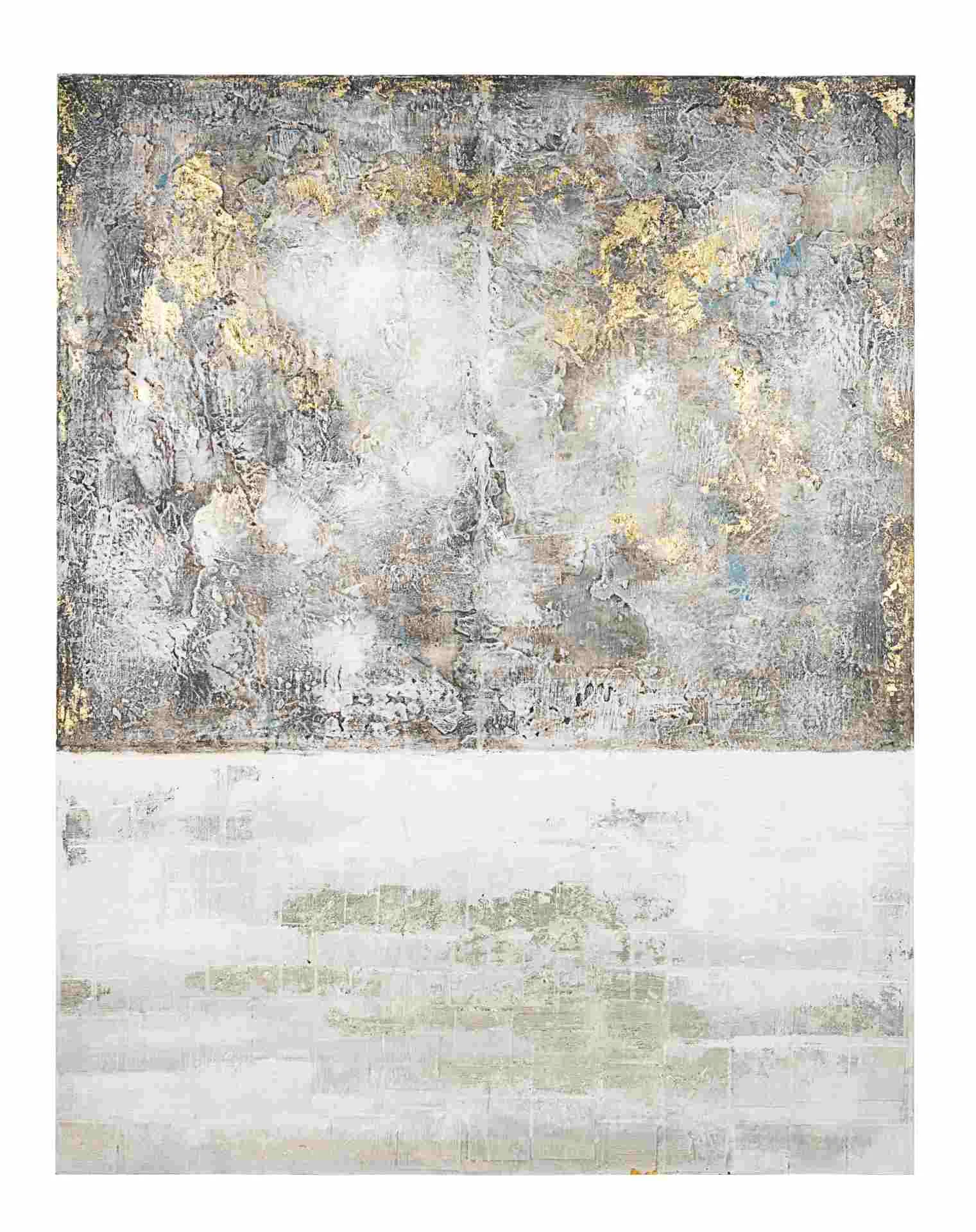 Bild Ölbild Horizion auf Leinwand, modern, grau gold, rechteckig, 140x180 cm - Bizzotto