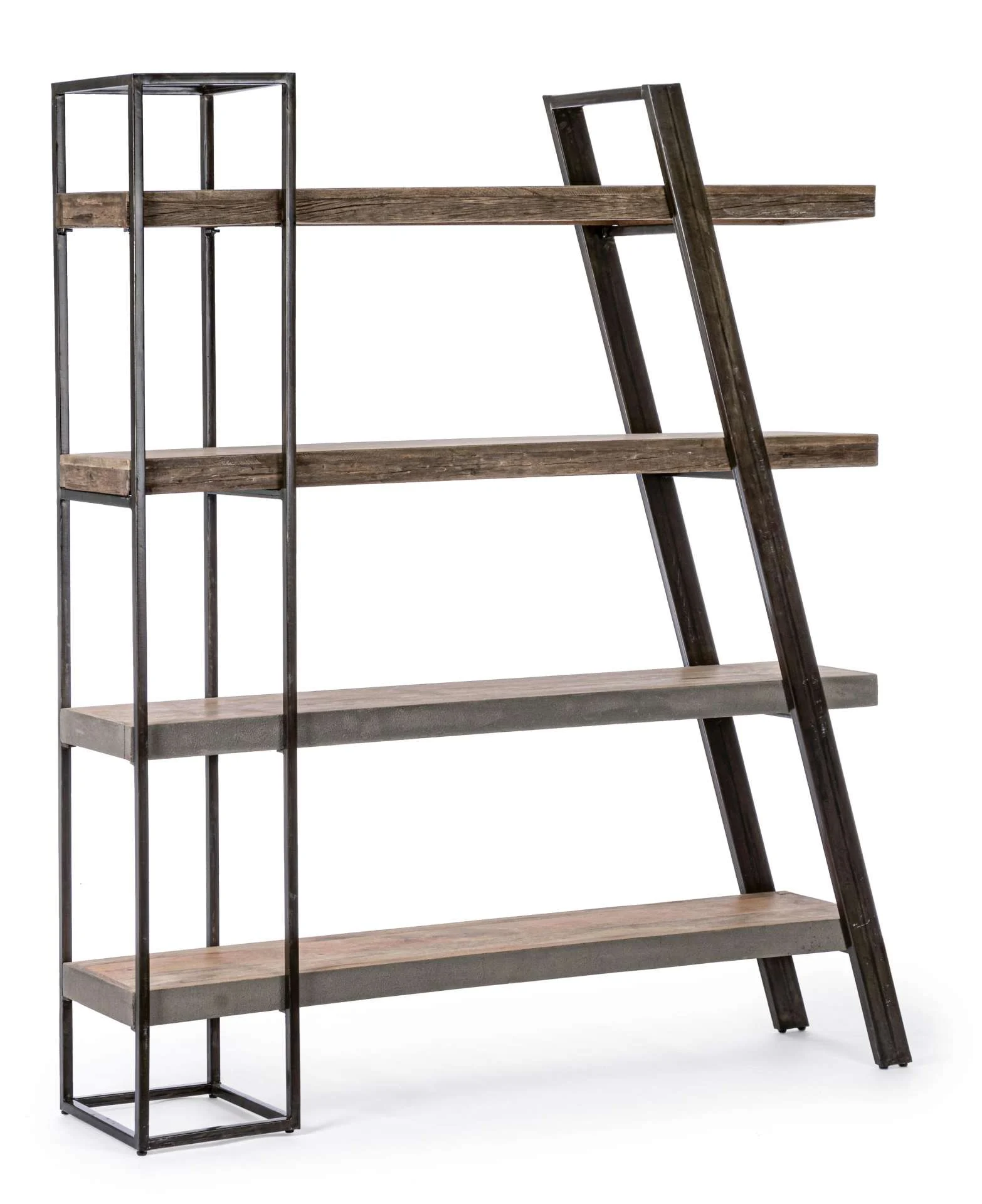 Bücherregal Manchester aus Mangoholz, skandinavisches Design, naturfarben, Metallgestell schwarz - Bizzotto