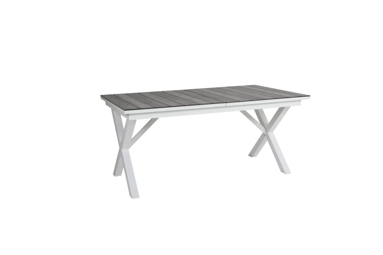 Gartenesstisch Hillmond Wood aus Aluminium und HPL, modern, ausziehbar, weiß/grau, für 8–10 Personen - Brafab