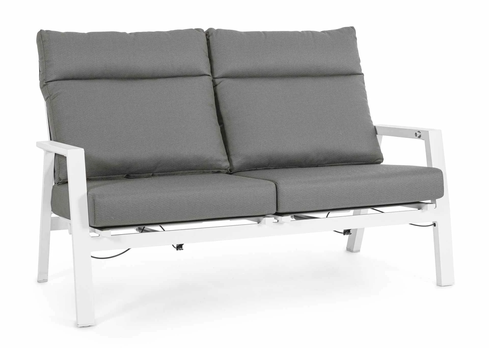 Gartensofa Kledi aus Aluminium, modern, weiß, stufenlos verstellbare Rückenlehne, abnehmbares Kissen - Bizzotto