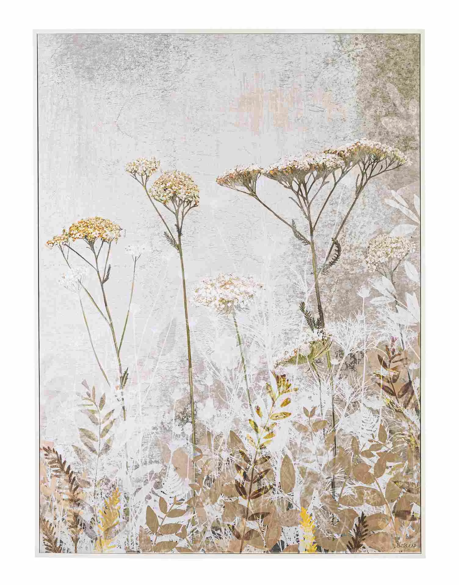 Bild Wild Flower Leinwand, klassisch, bunt und grau, 90x120 cm, Rahmen aus Kiefernholz - Bizzotto