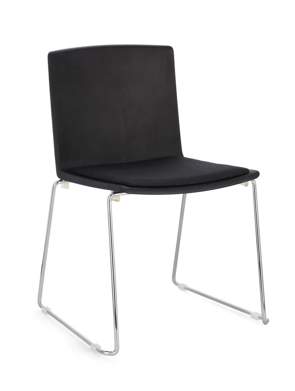 Esszimmerstuhl Giulia 4er-Set aus Metall, modern und stapelbar, silber schwarz, gepolstert