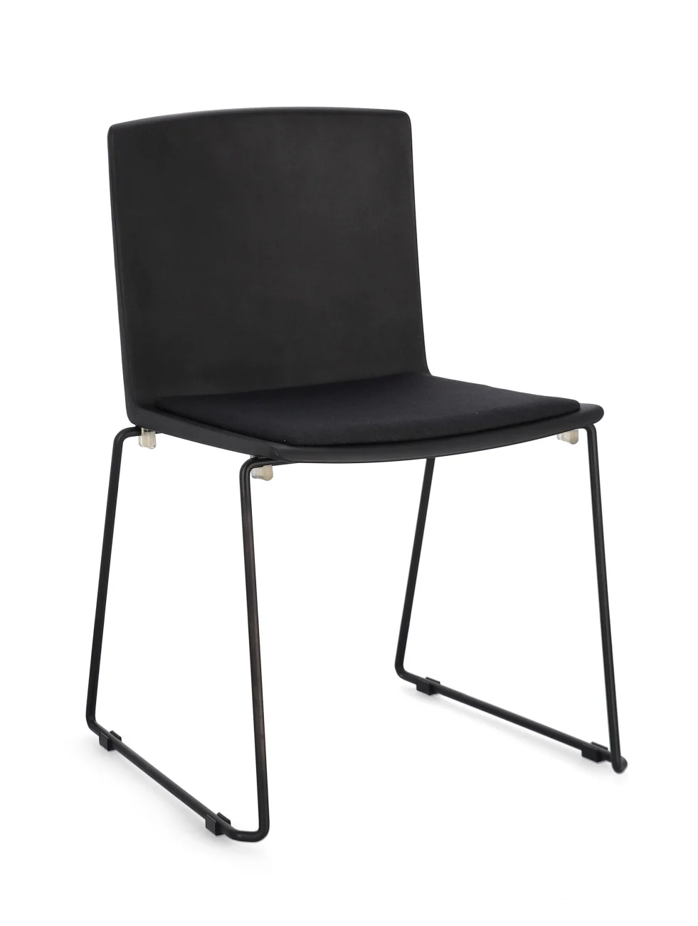 Esszimmerstuhl Giulia 4er-Set aus Metall, modern gepolstert, Schwarz, stapelbar für Dein Zuhause