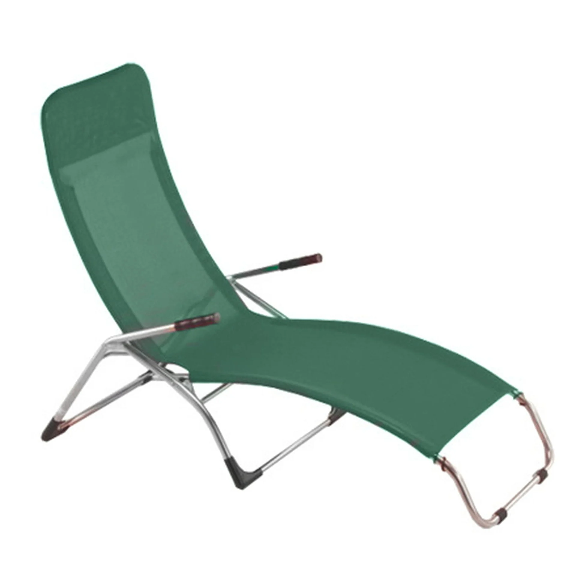 Gartenliege Samba aus Aluminium, modern und wetterfest, dunkelgrün, verstellbar für Outdoor - Fiam