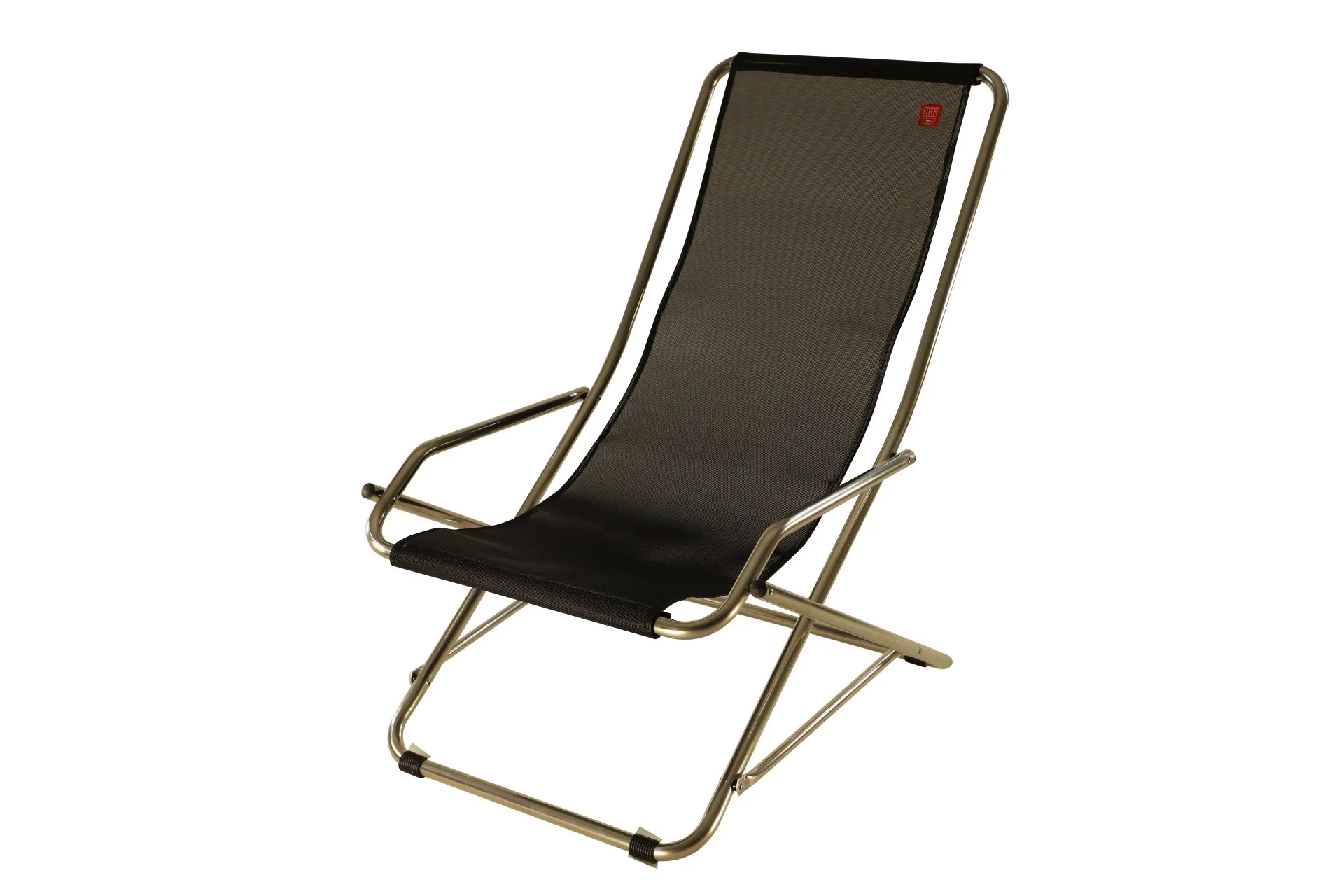 Gartensessel Dondolina aus Aluminium, modern und wetterfest, Schwarz, mit Textilene-Bezug