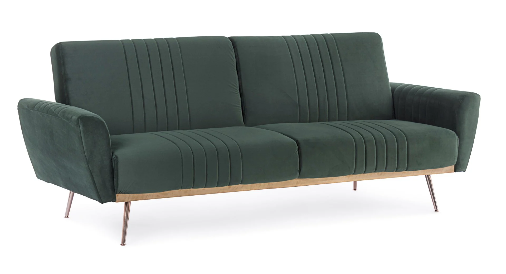 Schlafsofa Johnny in Samt-Optik, modernes Design, grün, bequeme Polsterung, für 2-3 Personen
