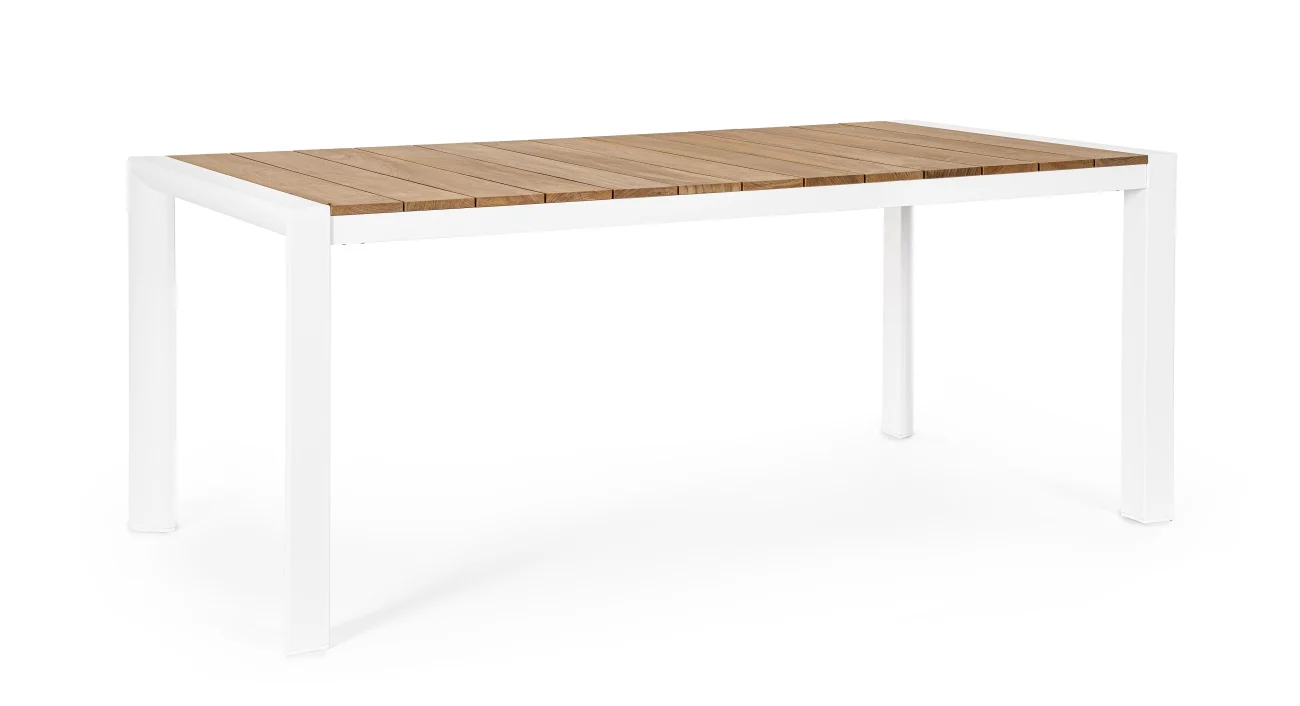 Gartenesstisch Cameron aus Teakholz, modern, weiß natur, 180x90 cm, für 6–8 Personen - Bizzotto
