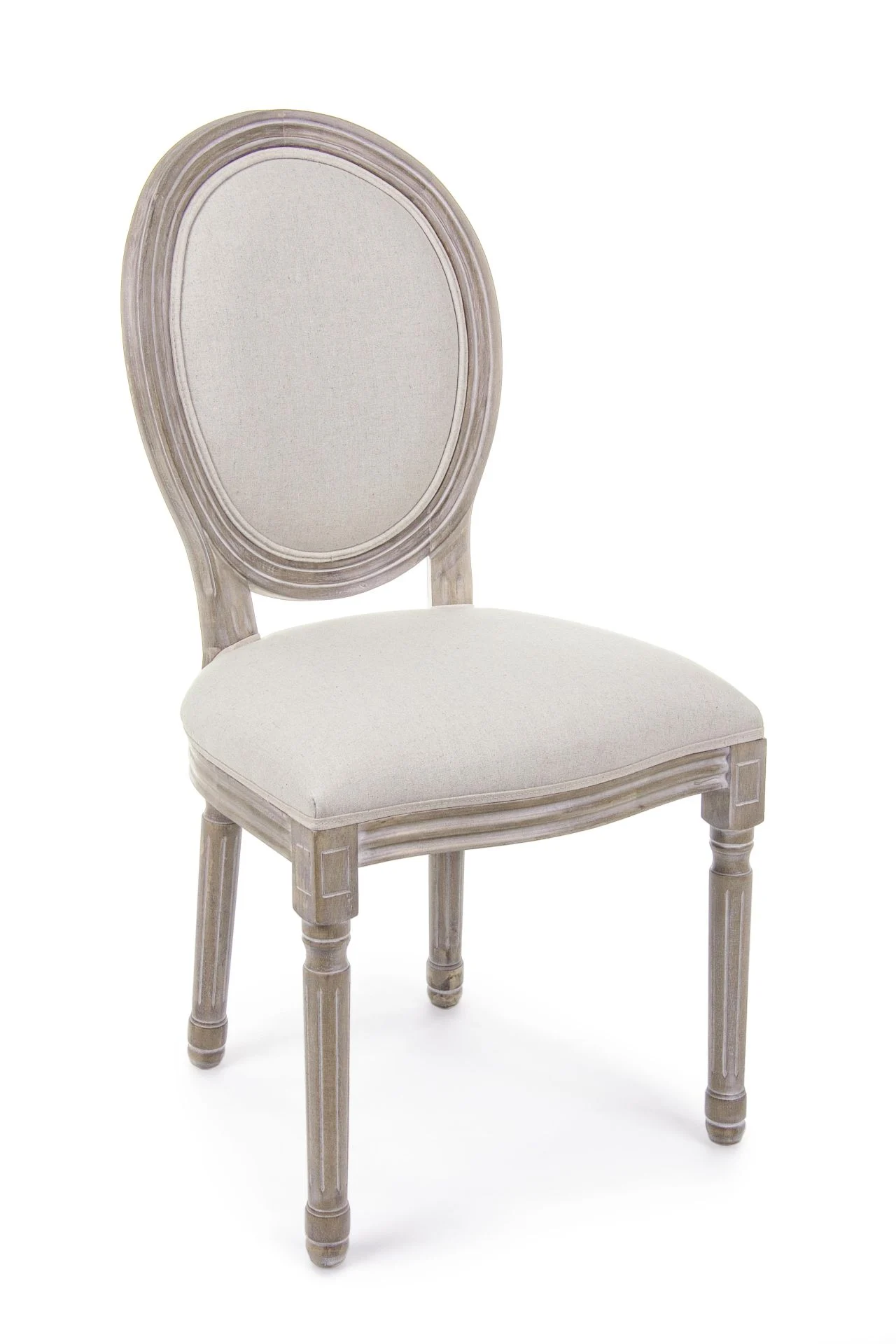 Stuhl Mathilde aus Birkenholz und Stoff, klassisch barock, beige, gepolstert für Indoor - Bizzotto