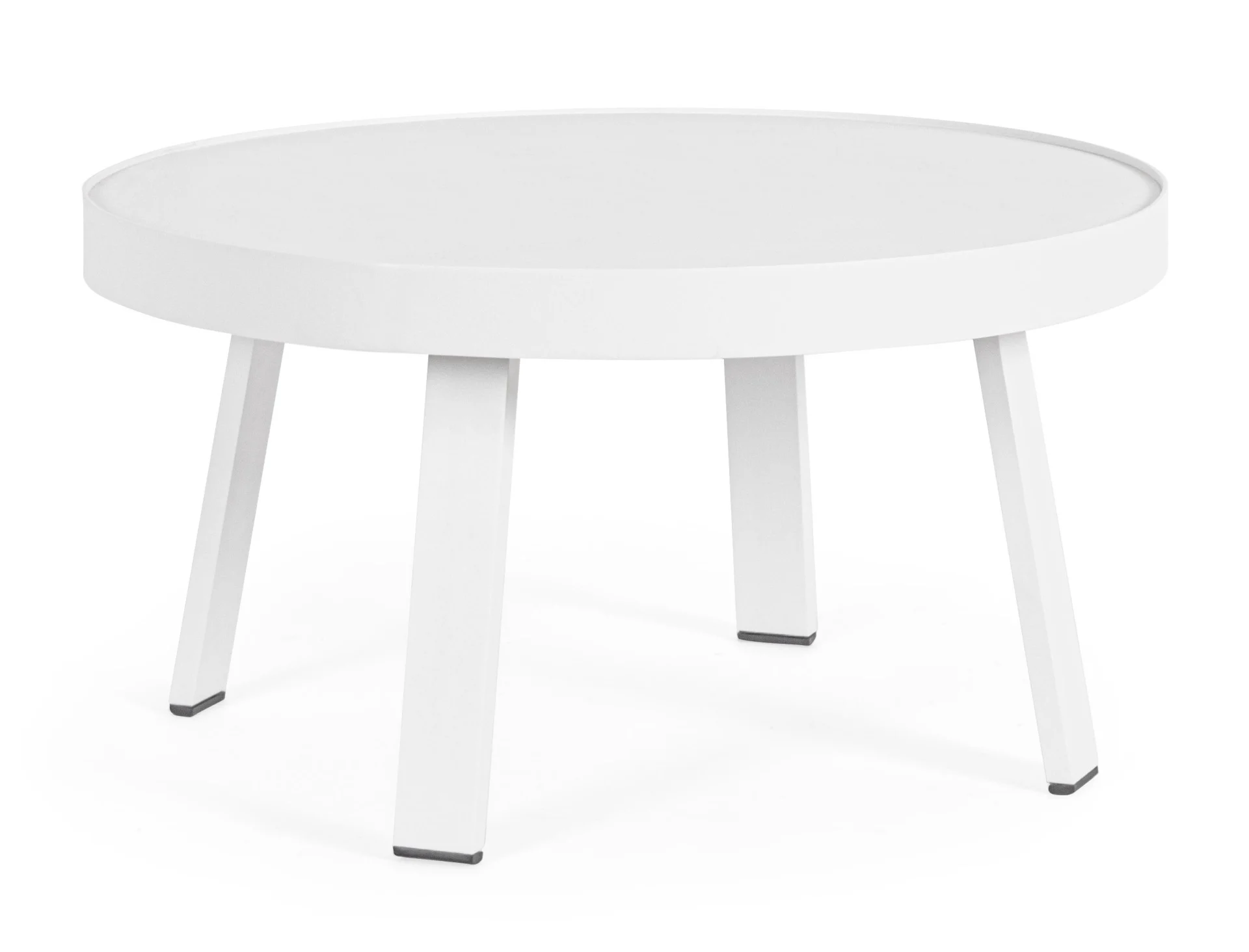 Couchtisch Spyro aus Aluminium, rundes Design für Outdoor, weiß, Ø 71 cm, pulverbeschichtet - Bizzotto