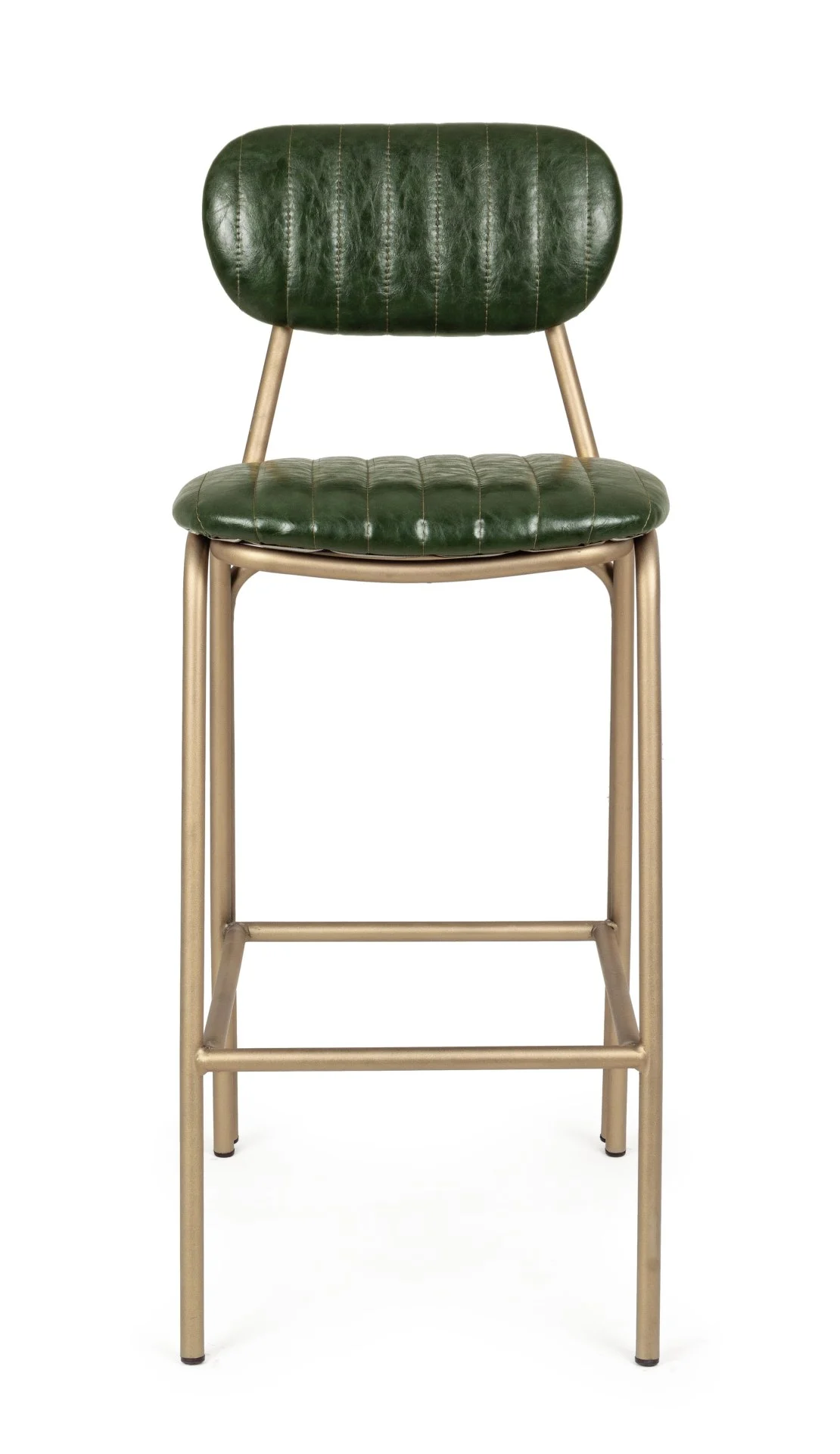 Barhocker Addy aus Kunstleder, Retro Chic Design mit Nieten, grün, gepolstert, Metallgestell - Bizzotto